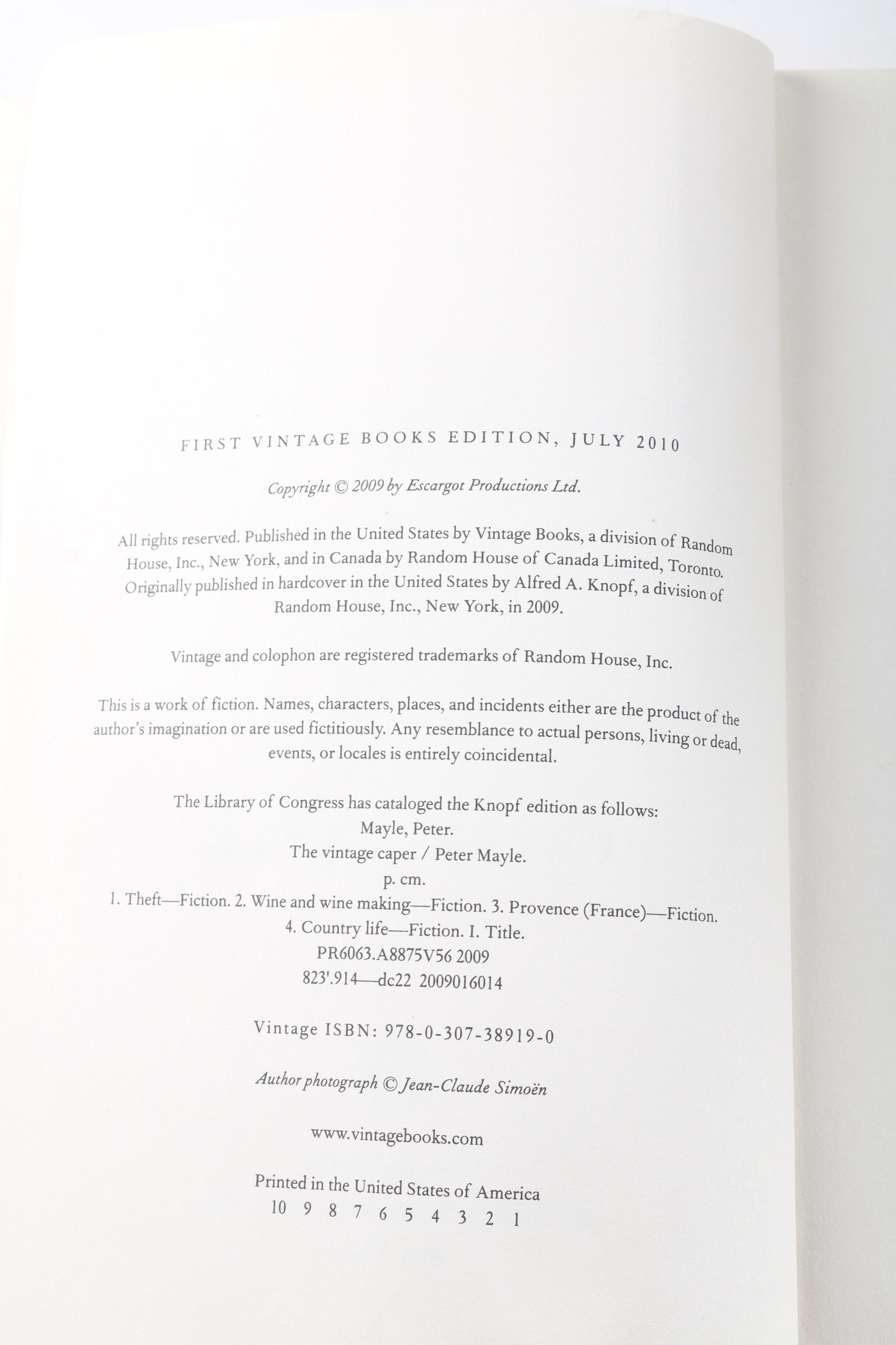 Peter Mayle Books Featuring Signed "Toujours Provence" and First Edition "Hotel Pastis"