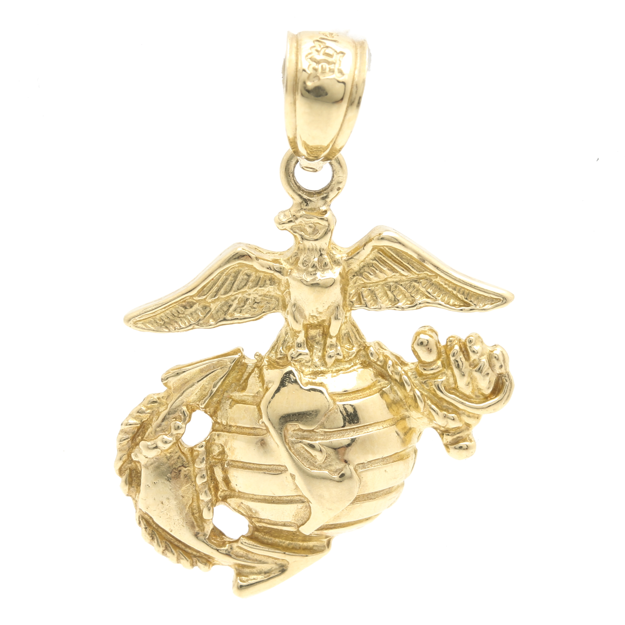 14K Yellow Gold Eagle, Globe and Anchor Charm