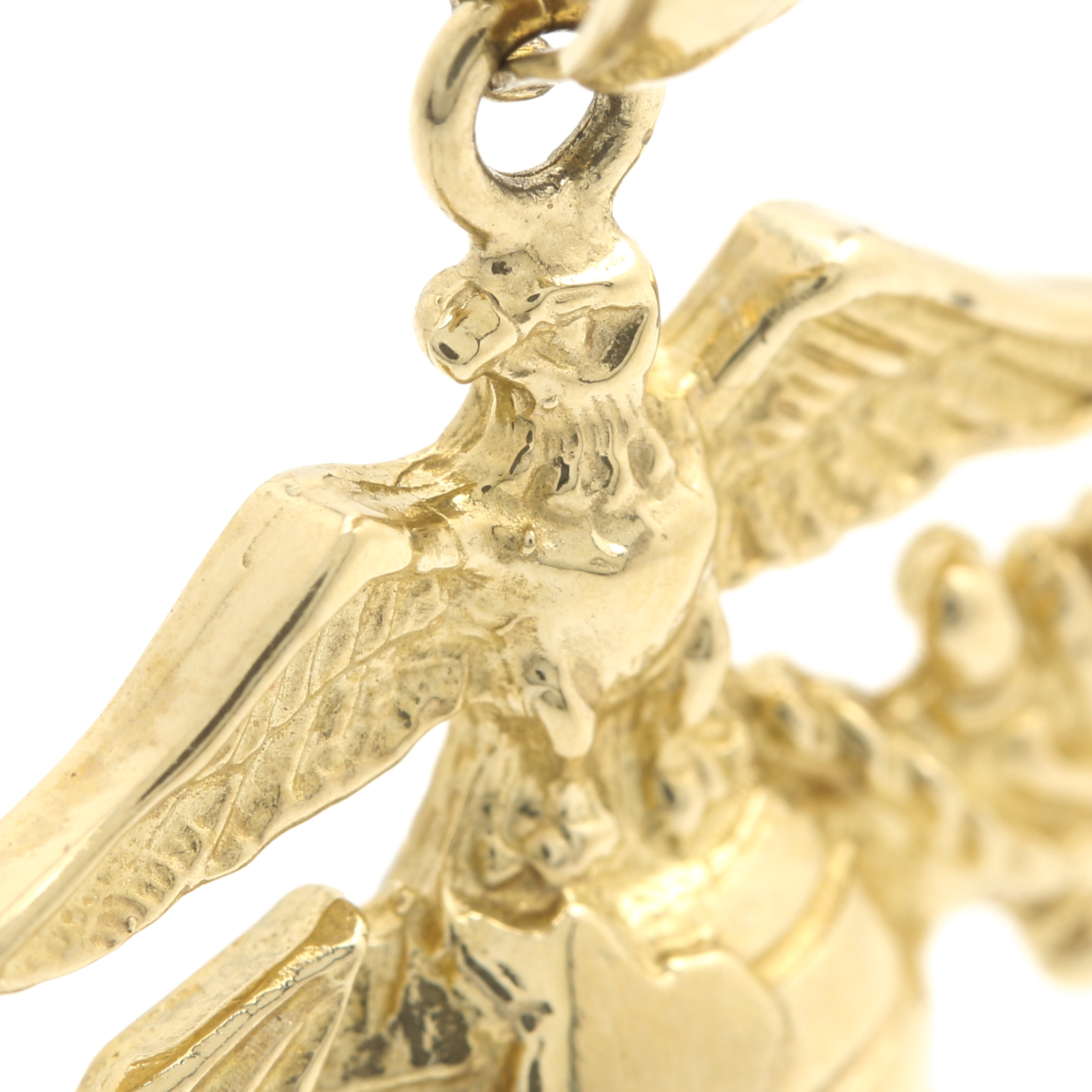 14K Yellow Gold Eagle, Globe and Anchor Charm