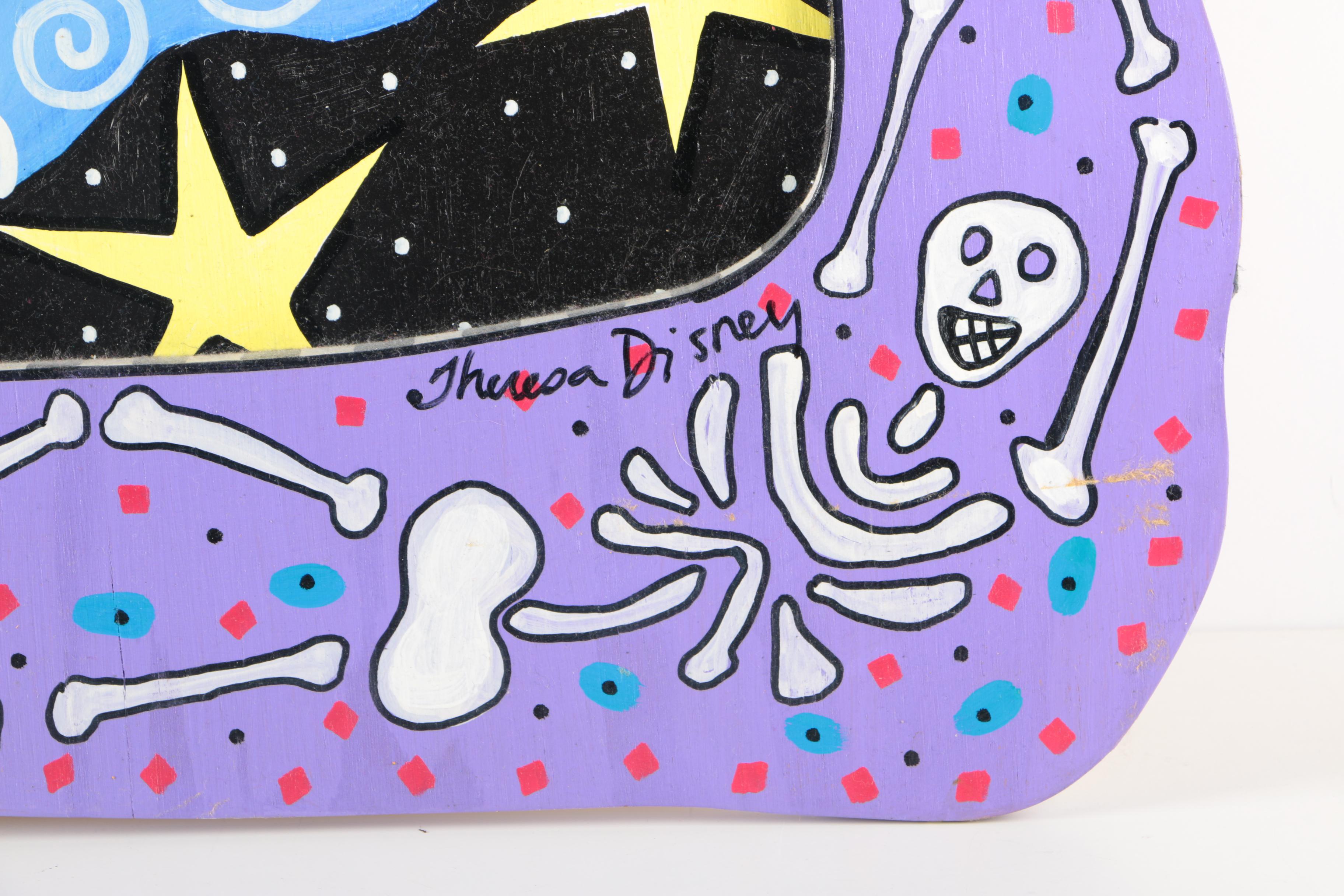 Theresa Disney Acrylic On Wood Panel Figures in Clouds