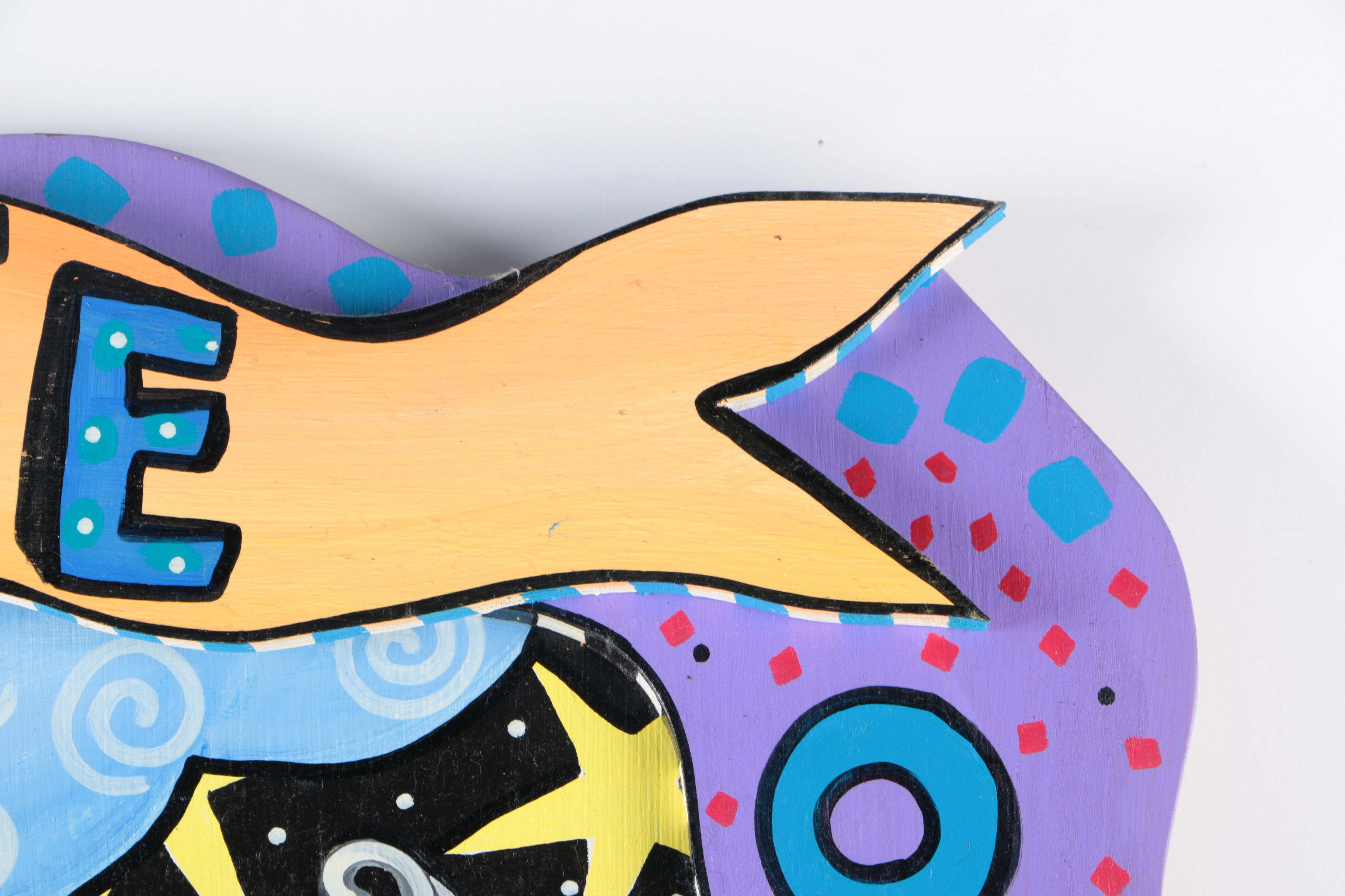 Theresa Disney Acrylic On Wood Panel Figures in Clouds