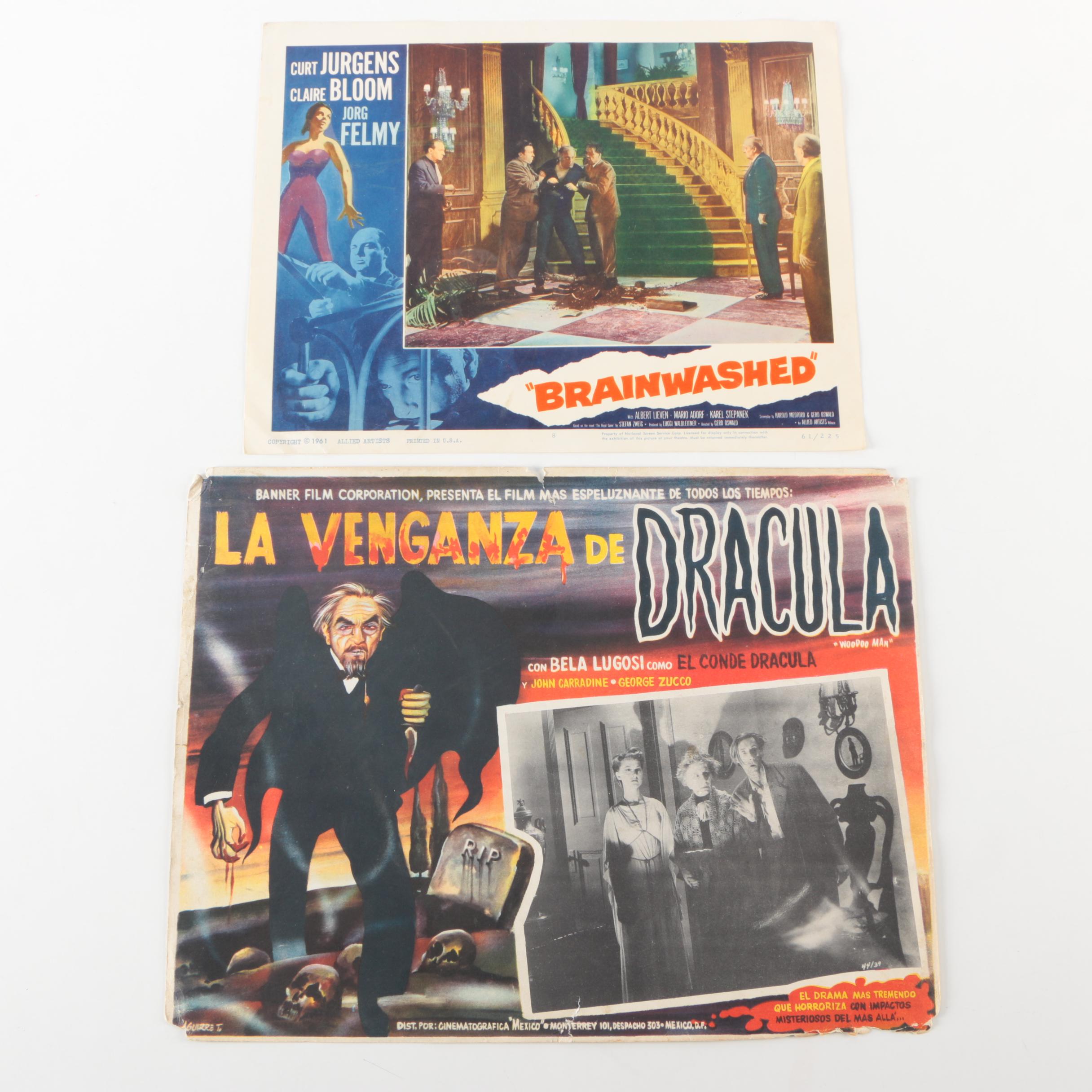 Vintage Horror Movie Posters "Brainwashed" and "La Venganza De Dracula"