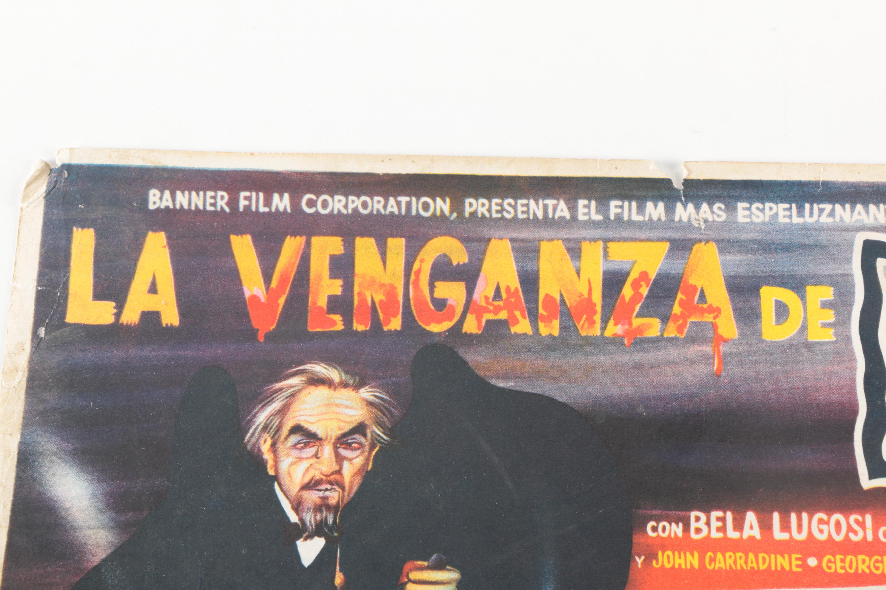 Vintage Horror Movie Posters "Brainwashed" and "La Venganza De Dracula"