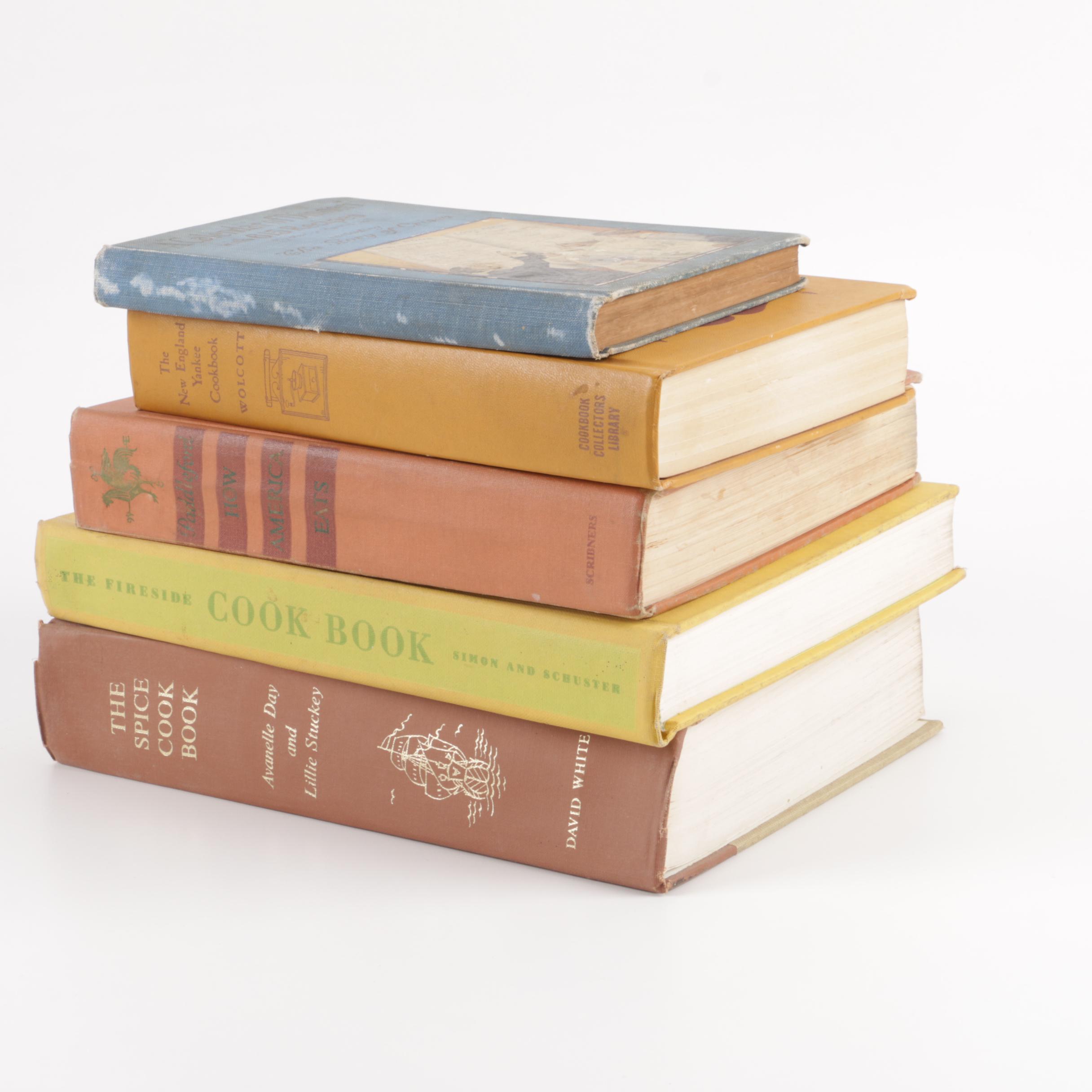 Cookbooks including "The New England Yankee Cook Book" by Imogene Wolcott
