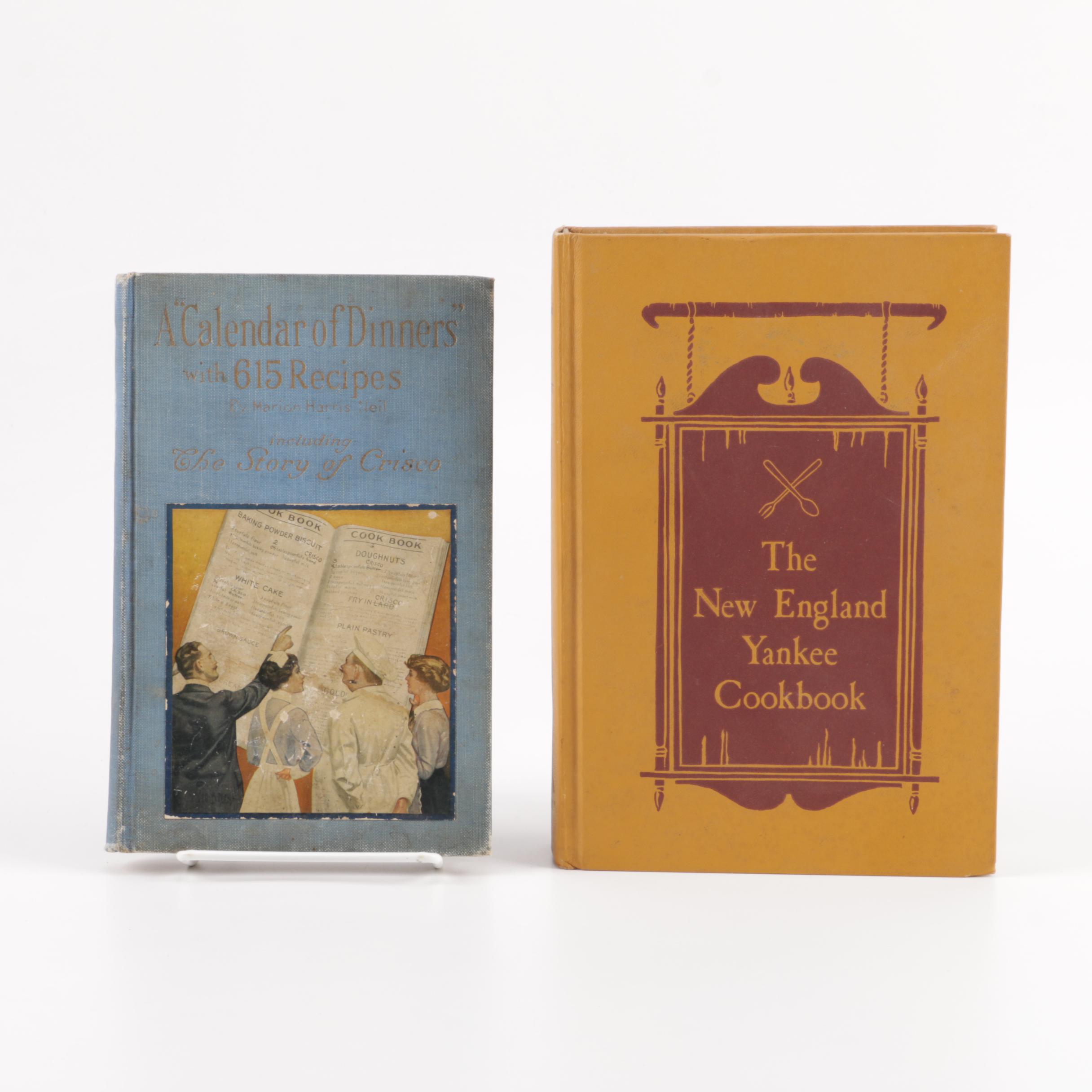 Cookbooks including "The New England Yankee Cook Book" by Imogene Wolcott