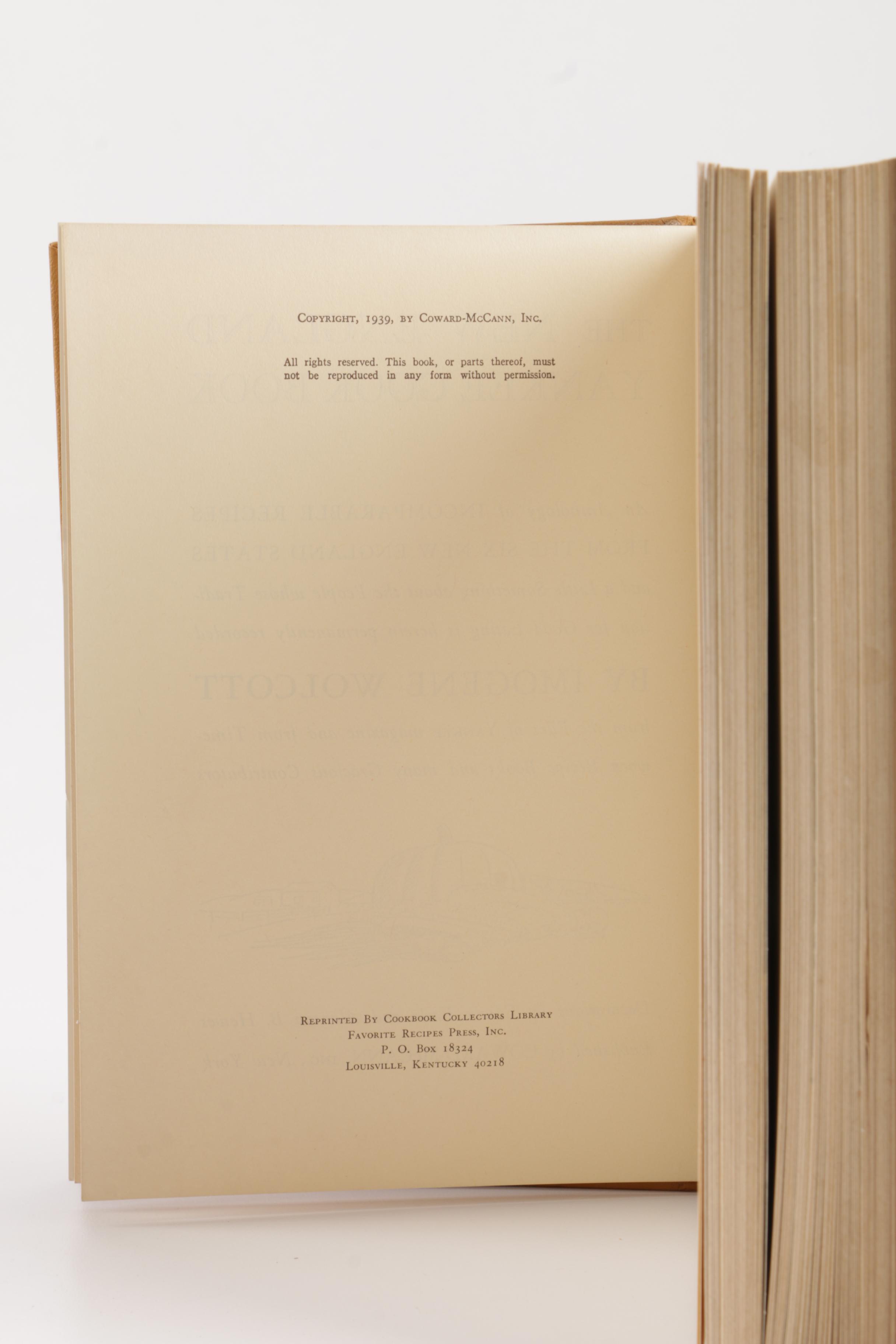 Cookbooks including "The New England Yankee Cook Book" by Imogene Wolcott