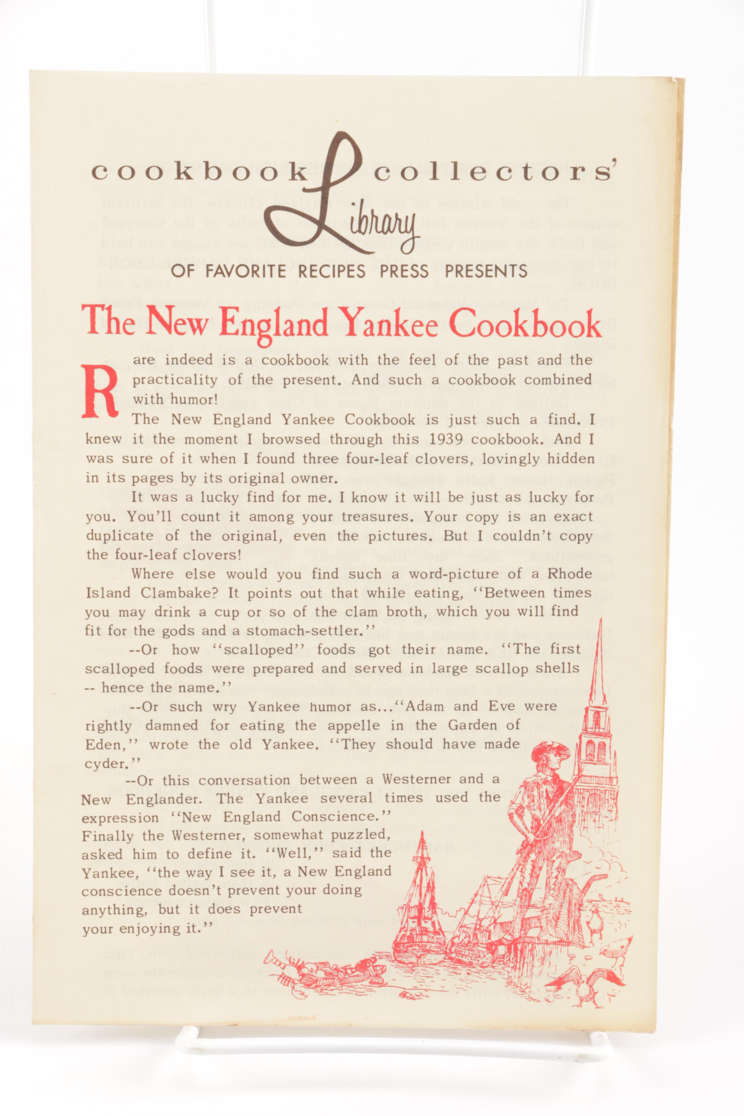 Cookbooks including "The New England Yankee Cook Book" by Imogene Wolcott