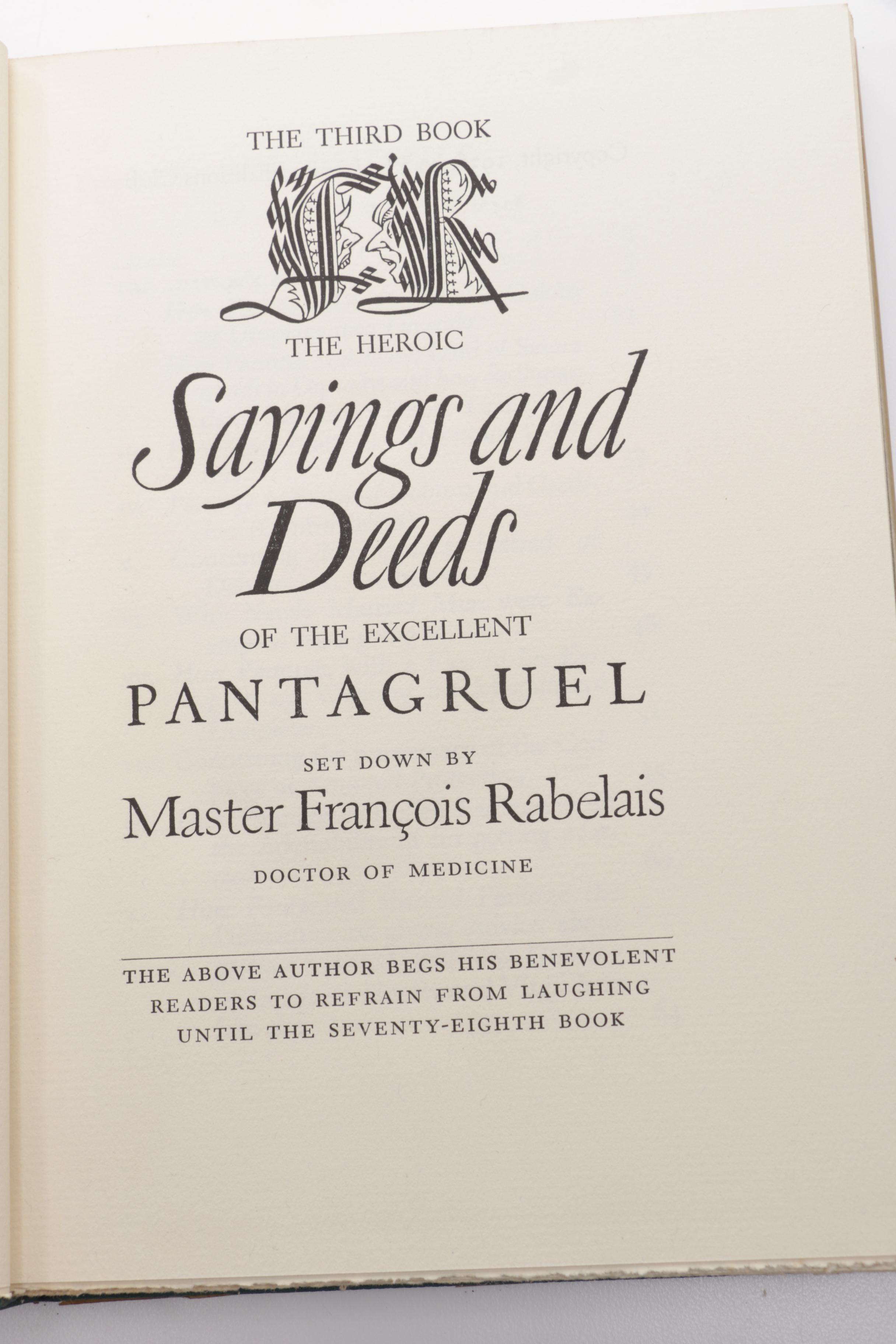 1936 François Rabelais "Gargantua & Pantagruel" Books in Translation