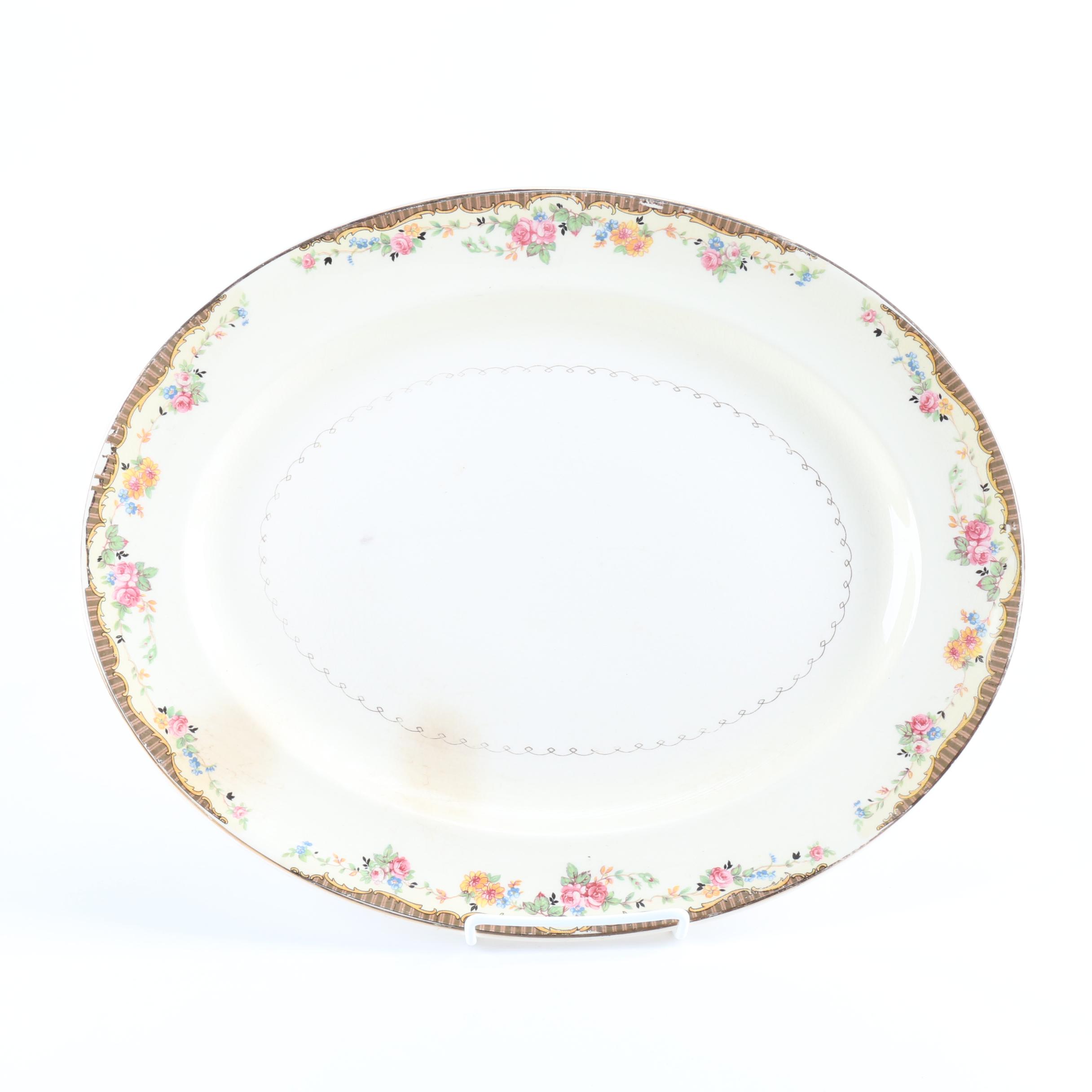 Paden City Pottery Co. White and Brown Floral Ceramic Dish Set