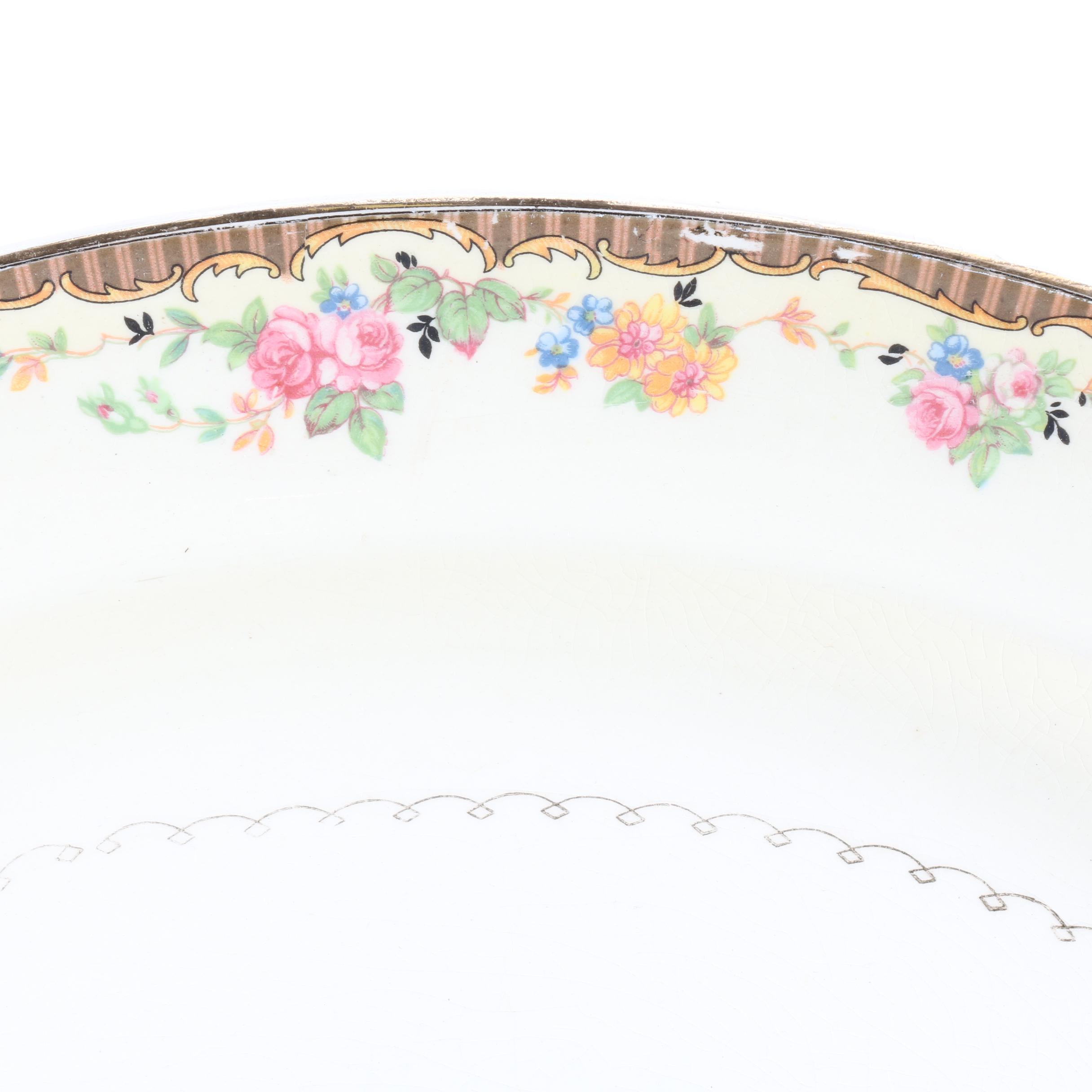 Paden City Pottery Co. White and Brown Floral Ceramic Dish Set