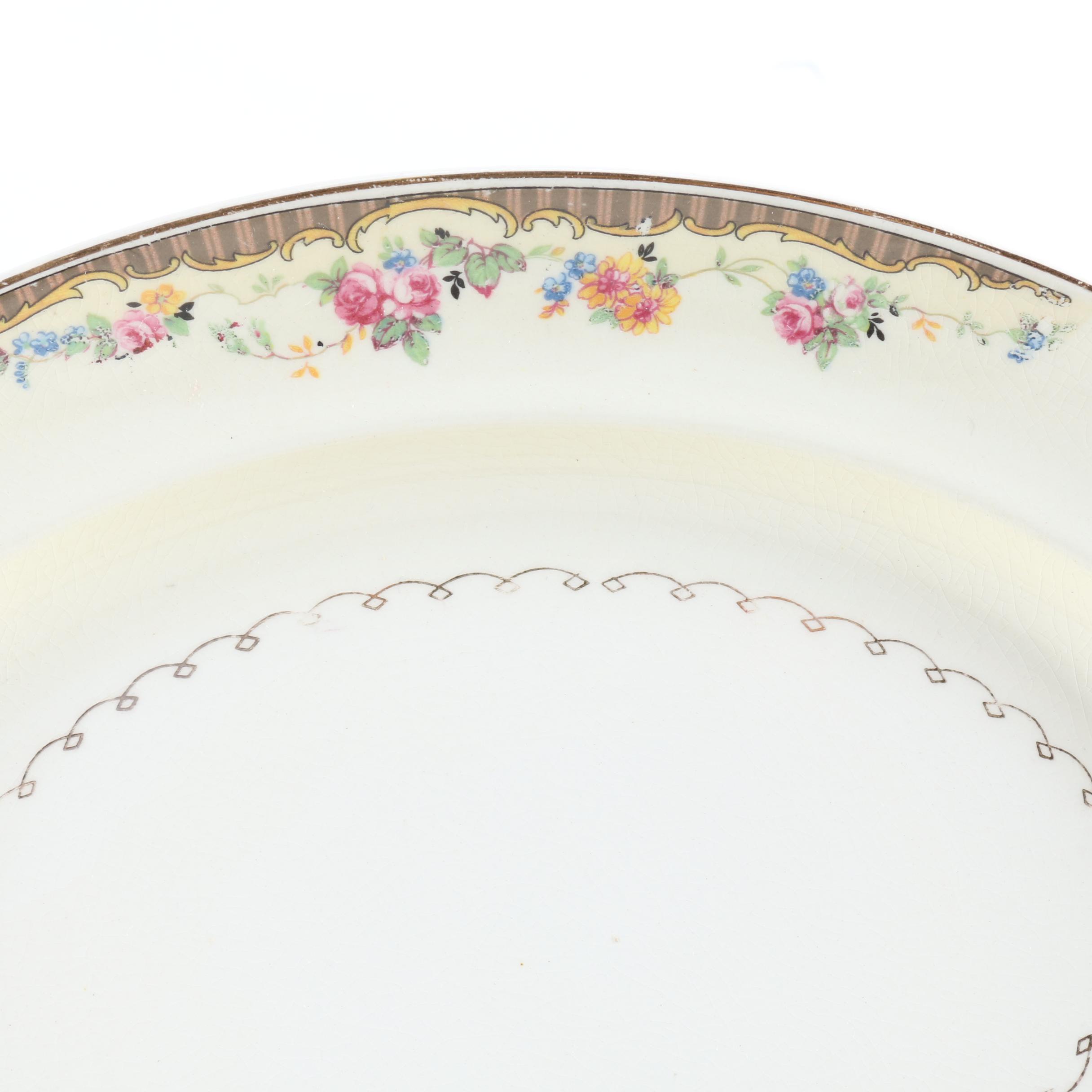 Paden City Pottery Co. White and Brown Floral Ceramic Dish Set