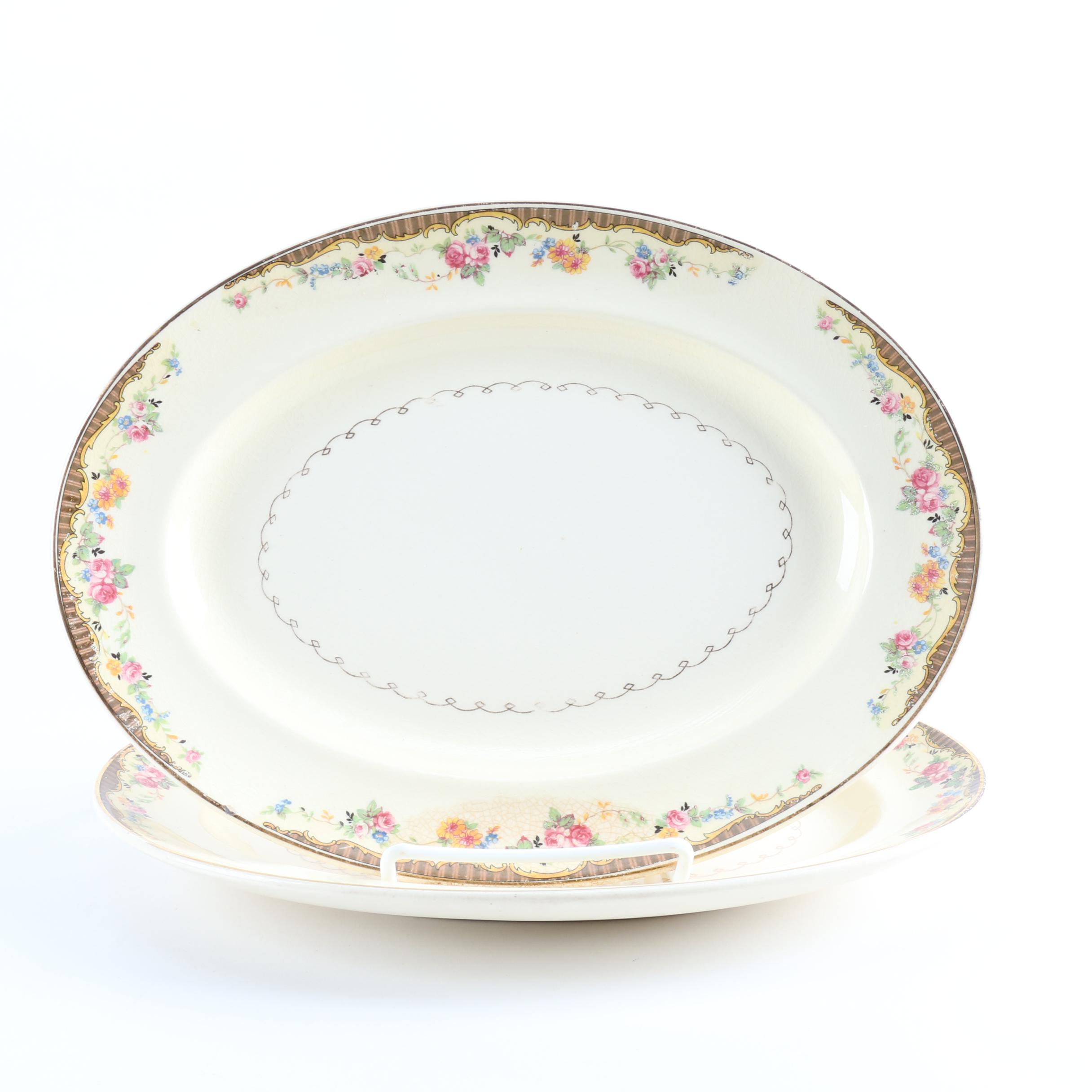 Paden City Pottery Co. White and Brown Floral Ceramic Dish Set