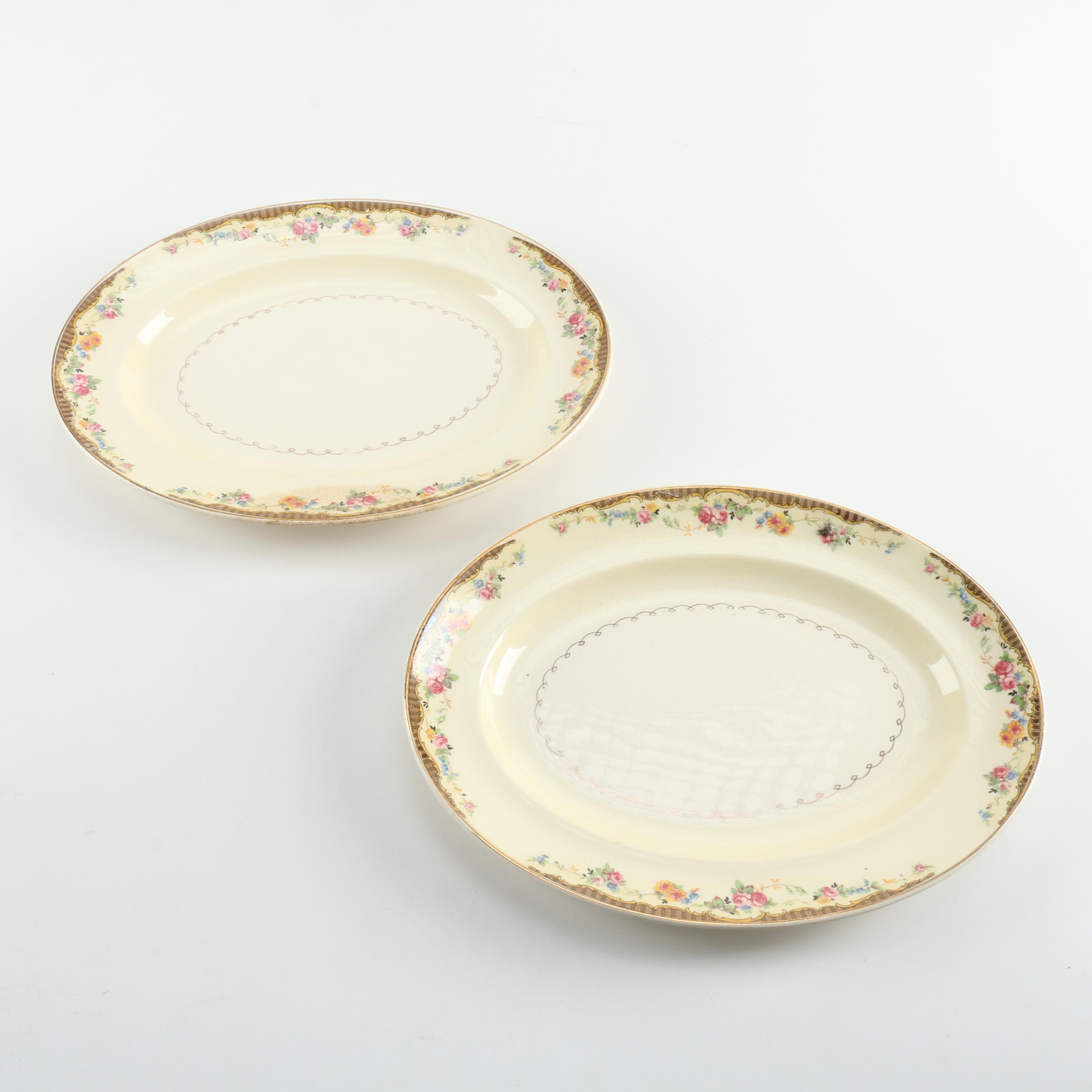 Paden City Pottery Co. White and Brown Floral Ceramic Dish Set