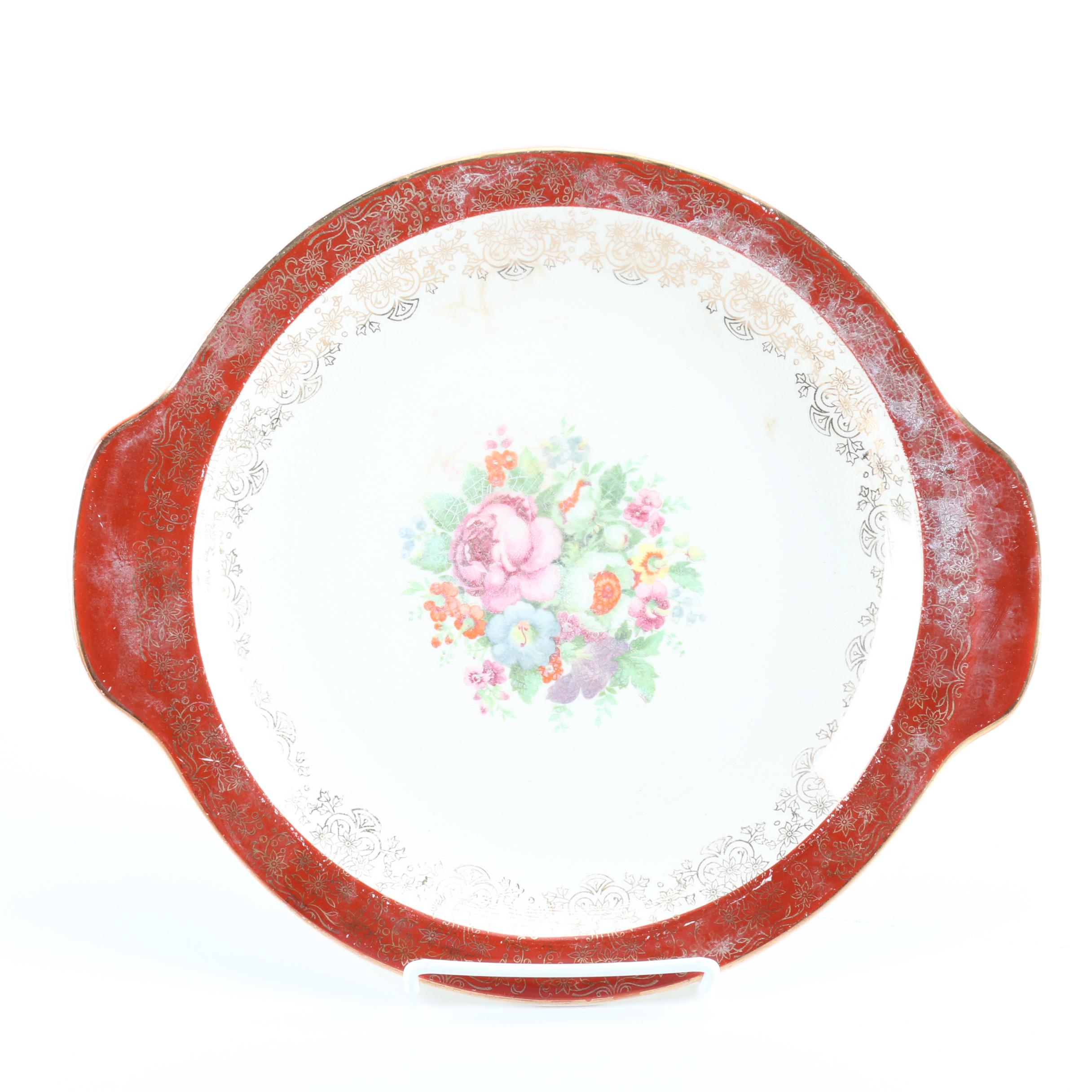 Mid Century Salem "Aristocrat Maroon" 23k Gold Trimmed China