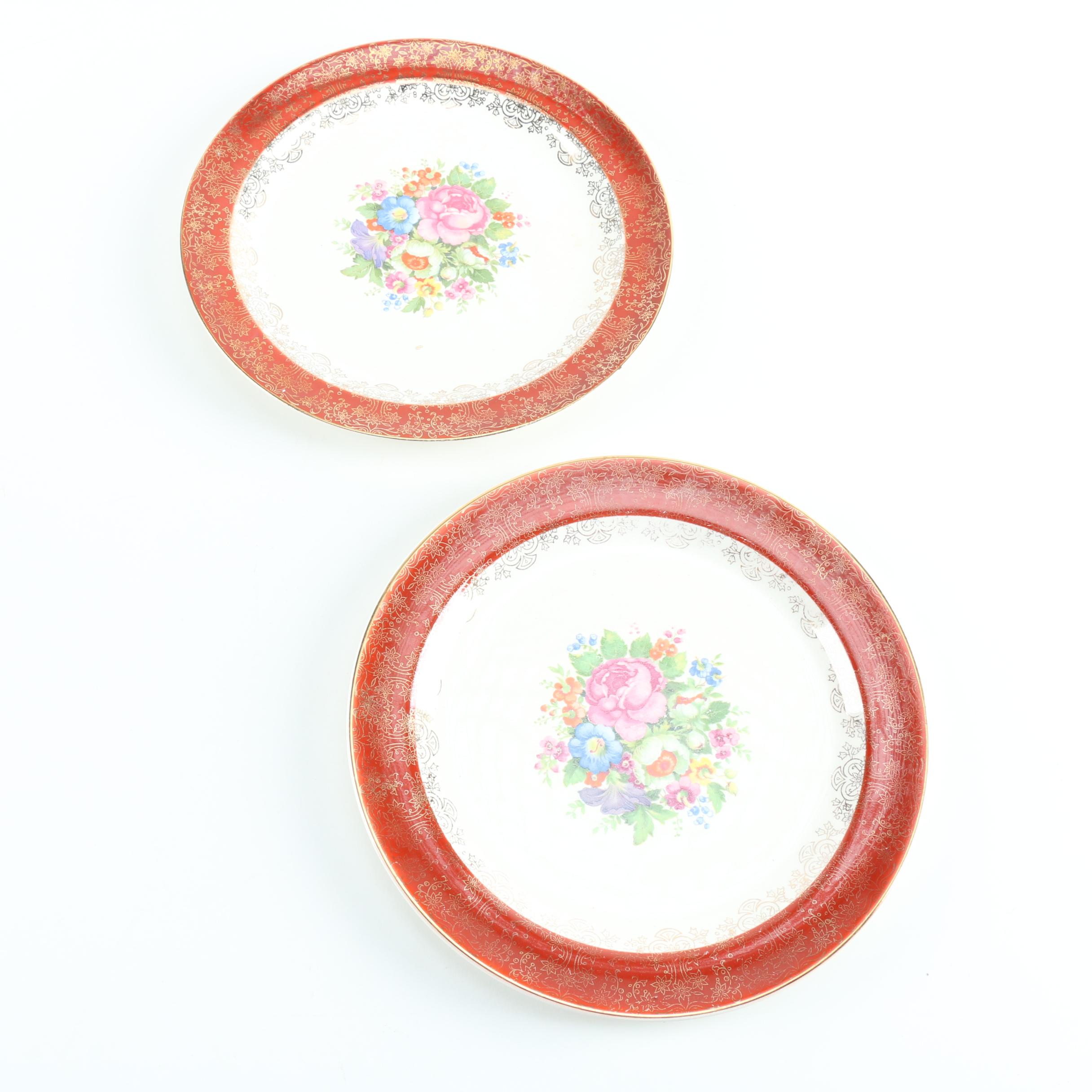 Mid Century Salem "Aristocrat Maroon" 23k Gold Trimmed China