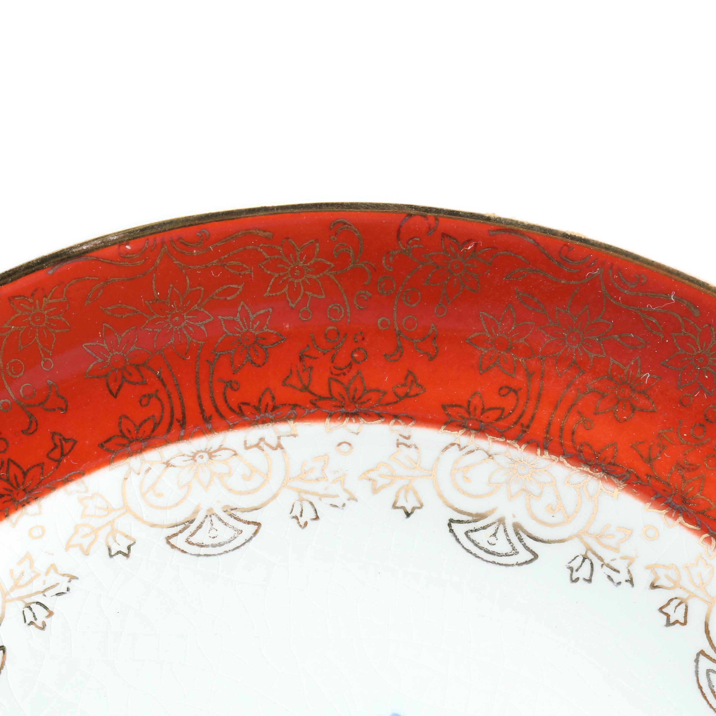 Mid Century Salem "Aristocrat Maroon" 23k Gold Trimmed China