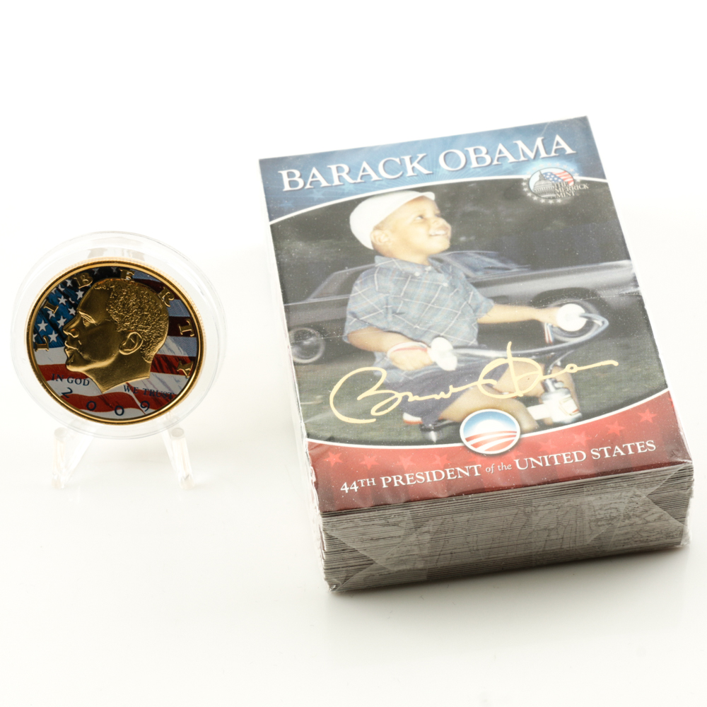 Barack Obama Commemorative Card Set and Commemorative Coin