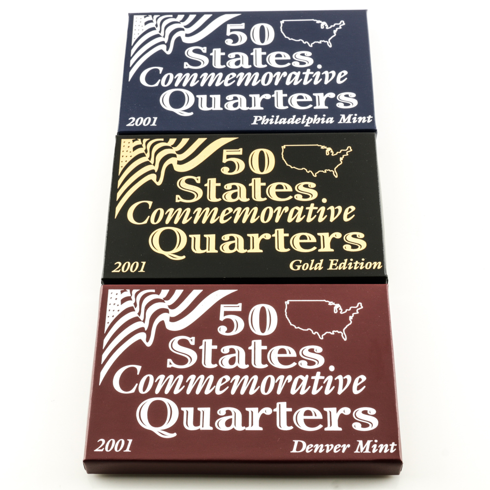 Three Sets of 2001 U.S. Statehood Quarters