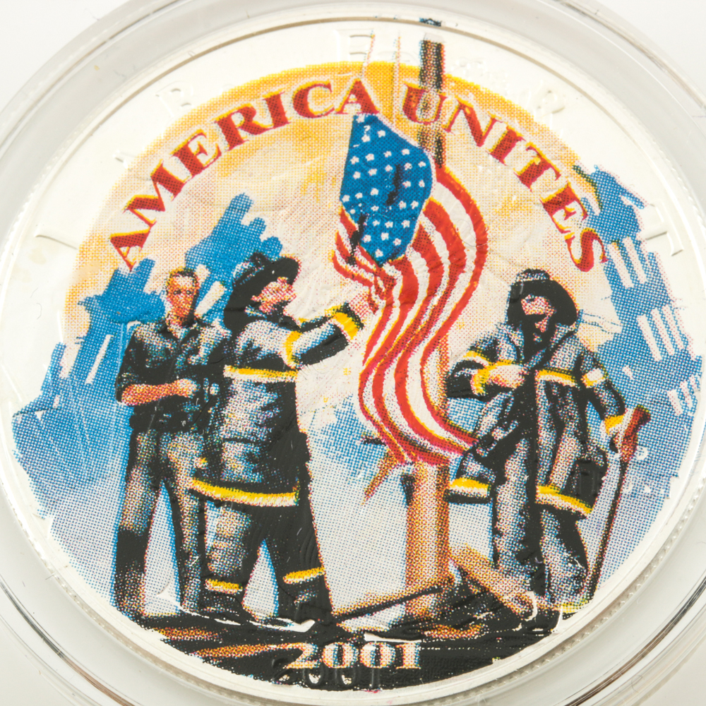 Two Colorized Walking Liberty Silver Eagles