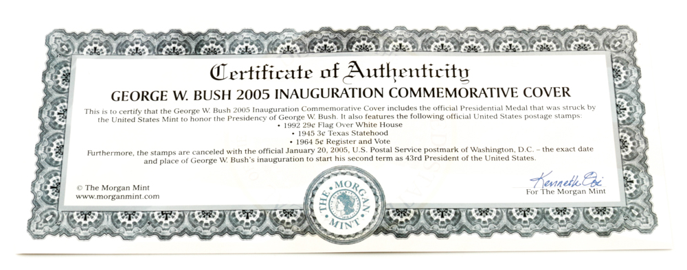 George W. Bush 2005 Inauguration Commemorative Cover and Commemorative Medal
