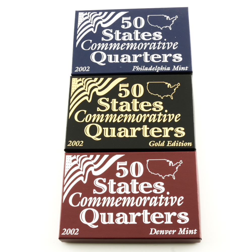 Three Sets of 2002 U.S. Statehood Quarters