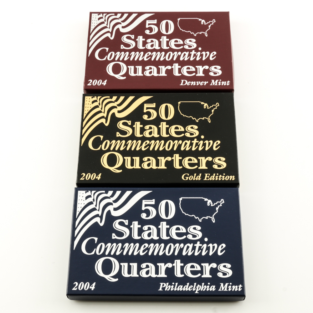 Three Sets of 2004 U.S. Statehood Quarters