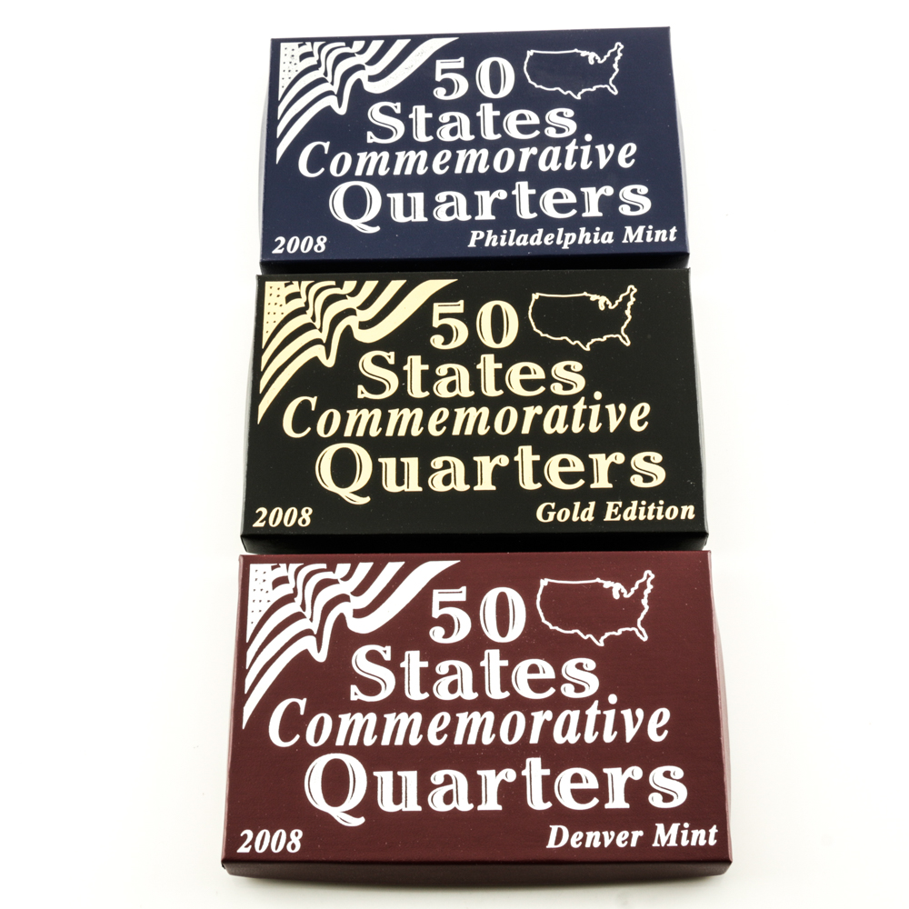 Three Sets of 2008 U.S. Statehood Quarters