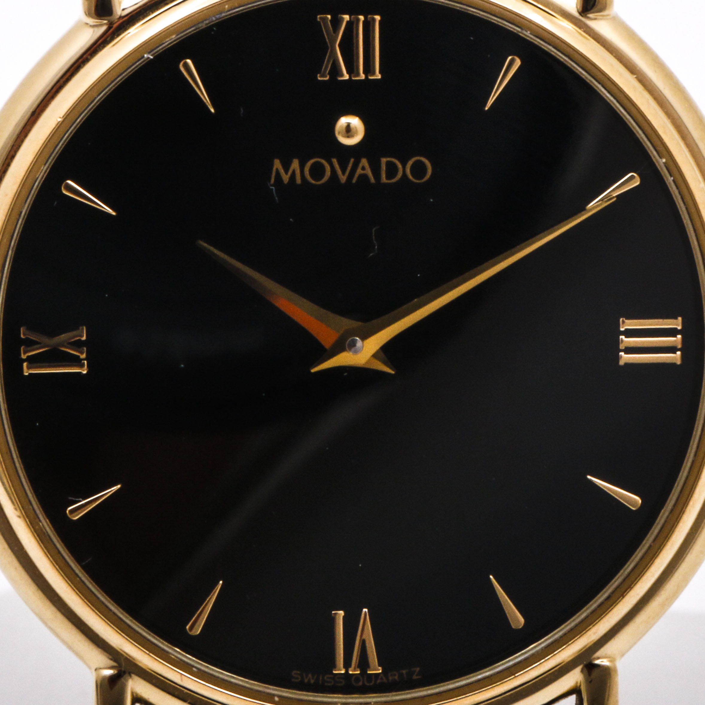 Movado Stainless Steel Black Leather Watch