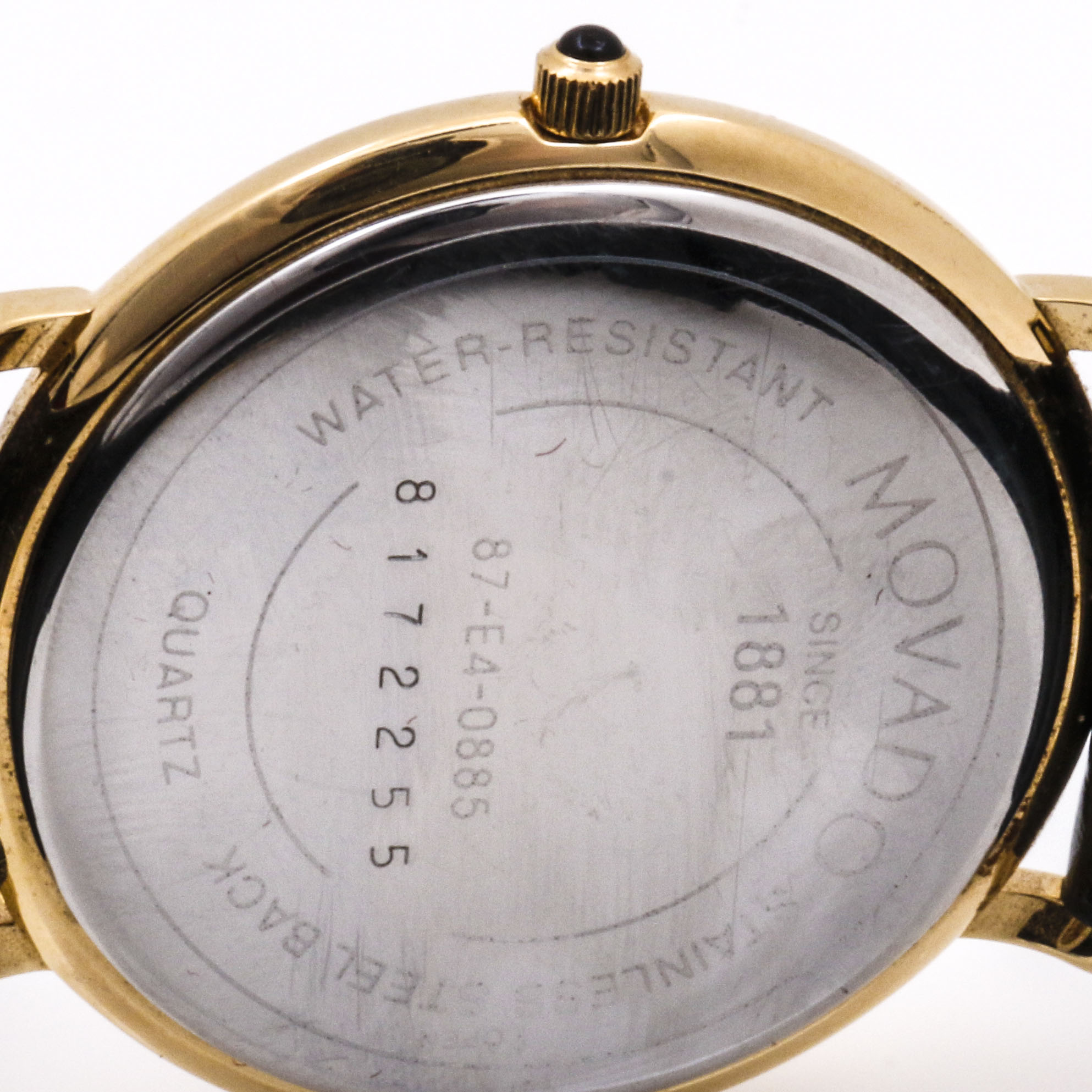 Movado Stainless Steel Black Leather Watch