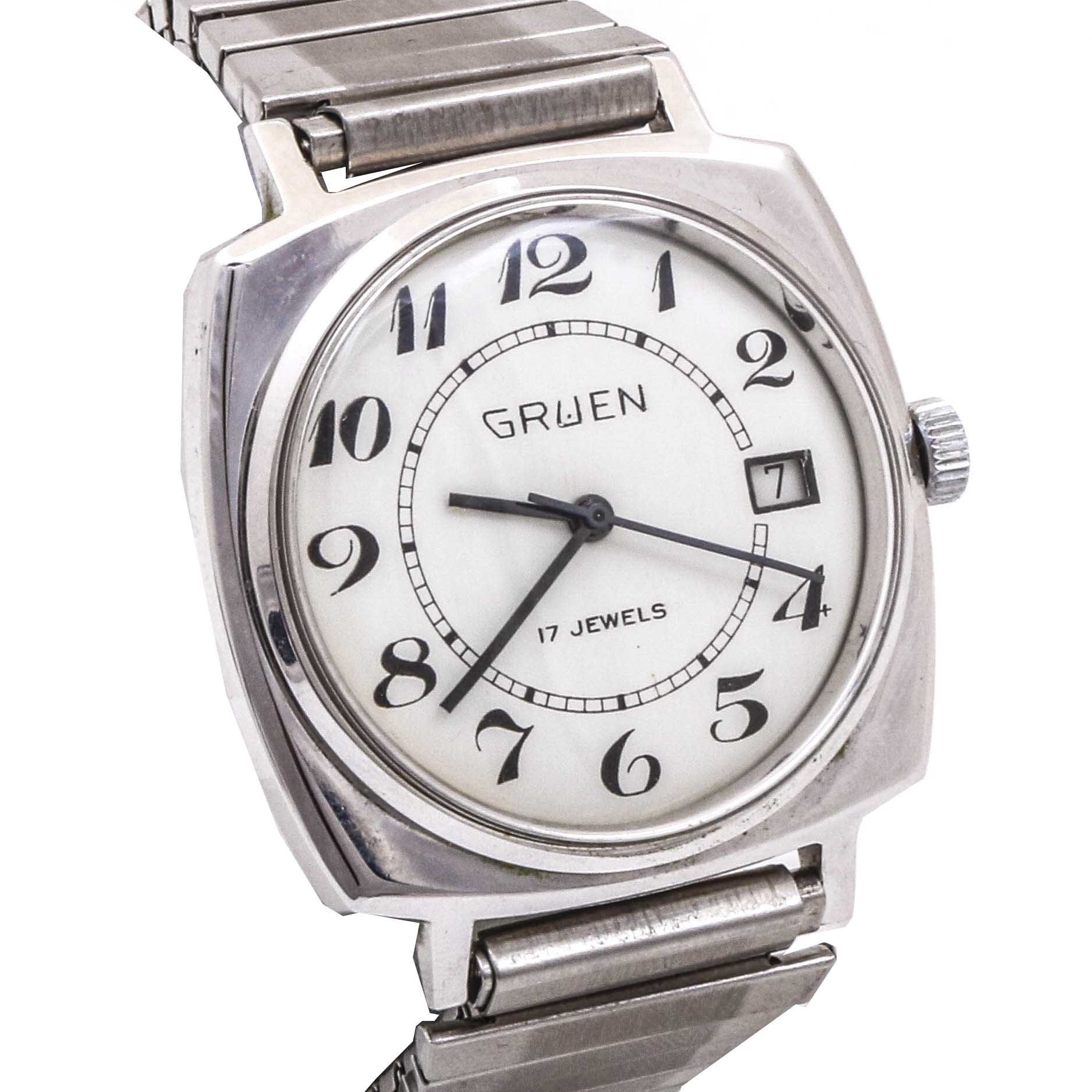 Gruen Stainless Steel Expansion Band Watch