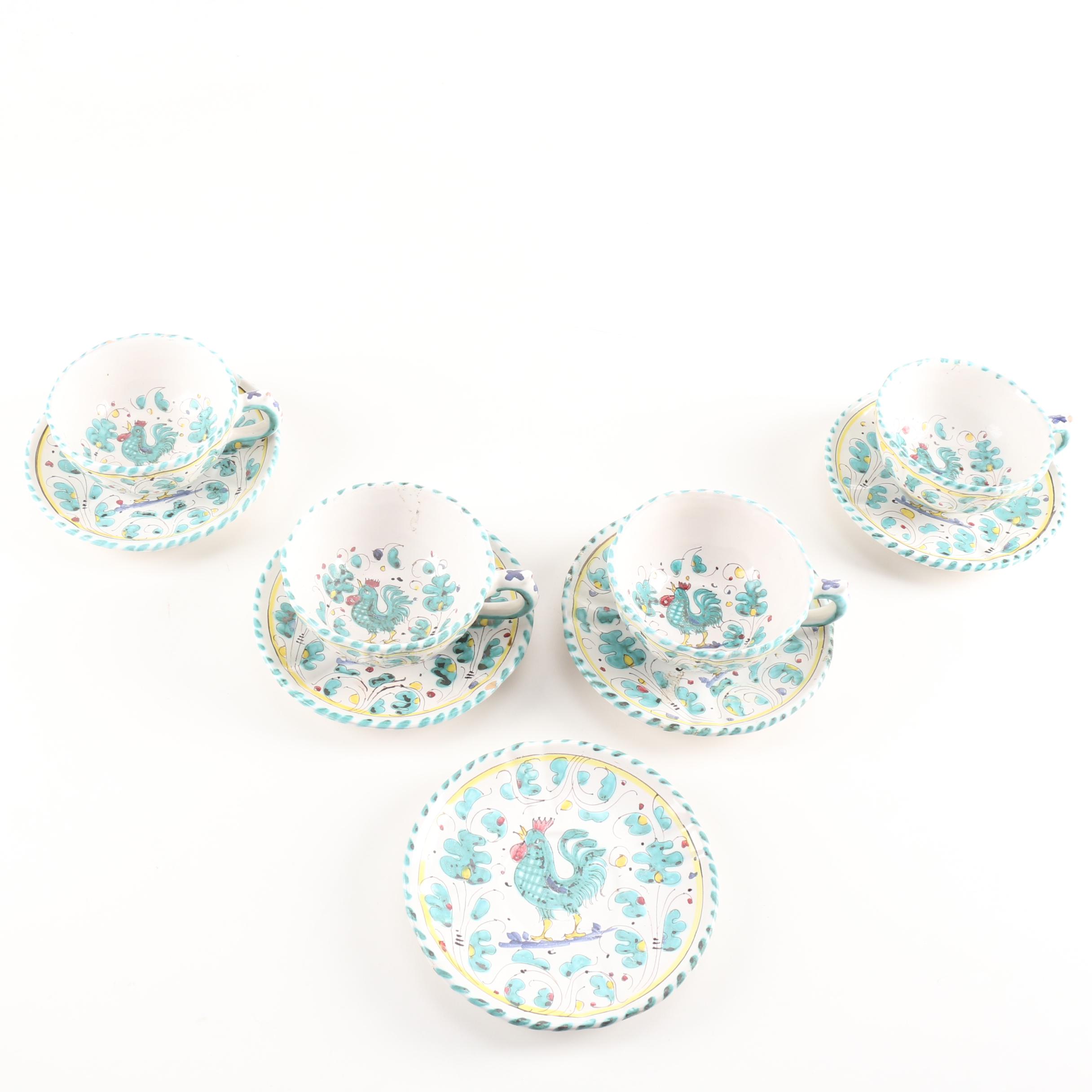 Hand Painted Deruta "Orvieto" Rooster China Set