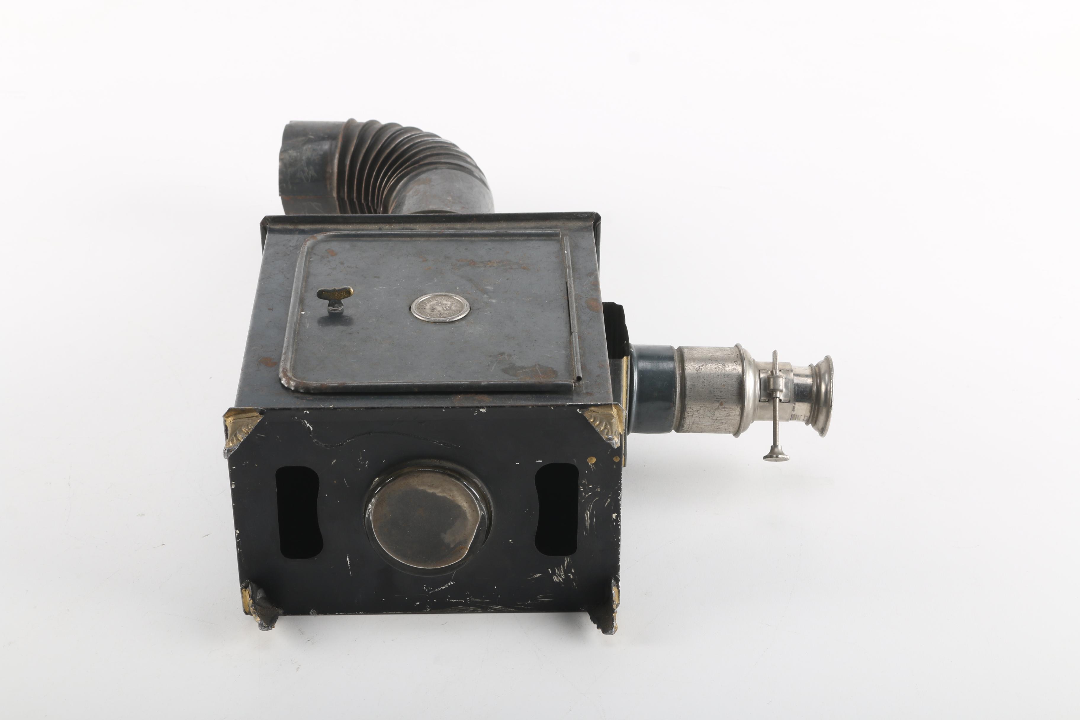 Antique Candle-Operated Slide Projector With Slides