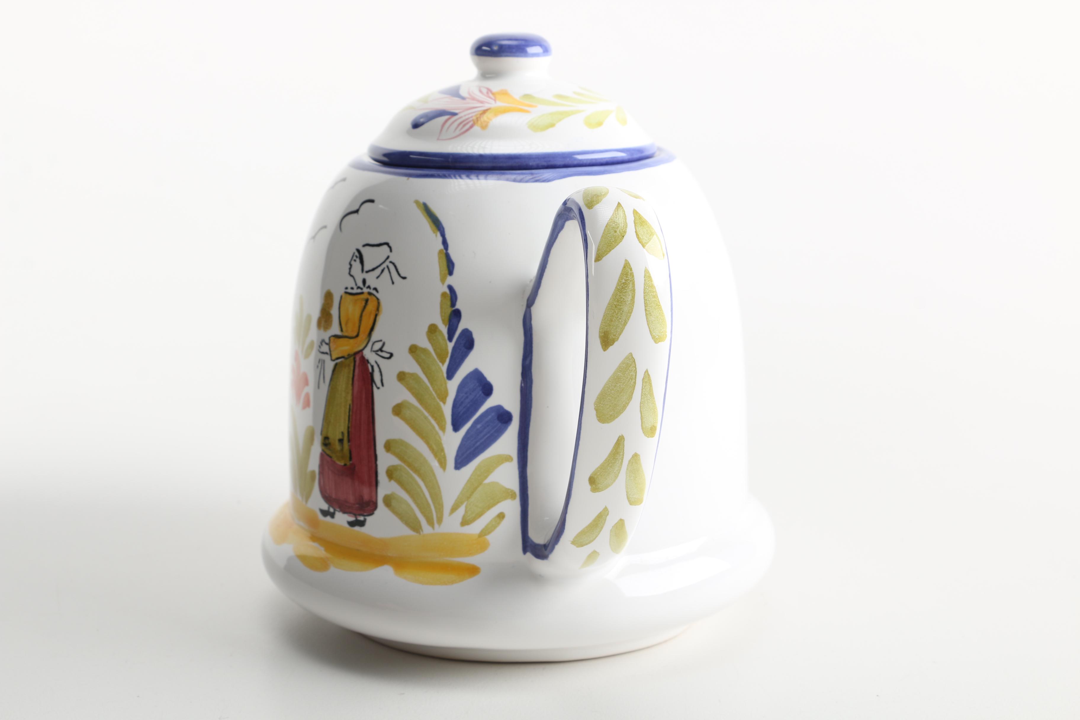 Hand-Painted Portuguese Ceramic Tea Set