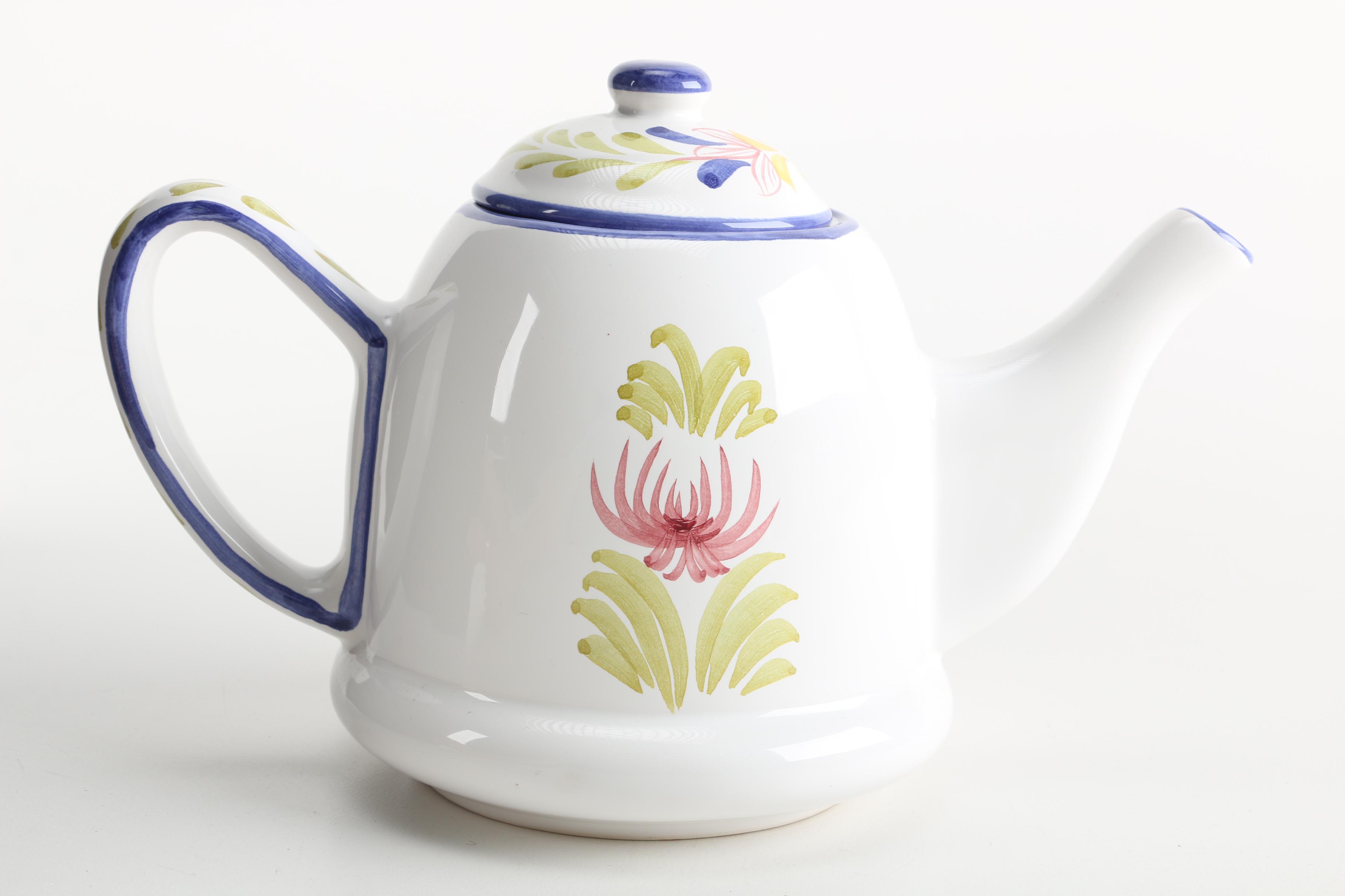 Hand-Painted Portuguese Ceramic Tea Set