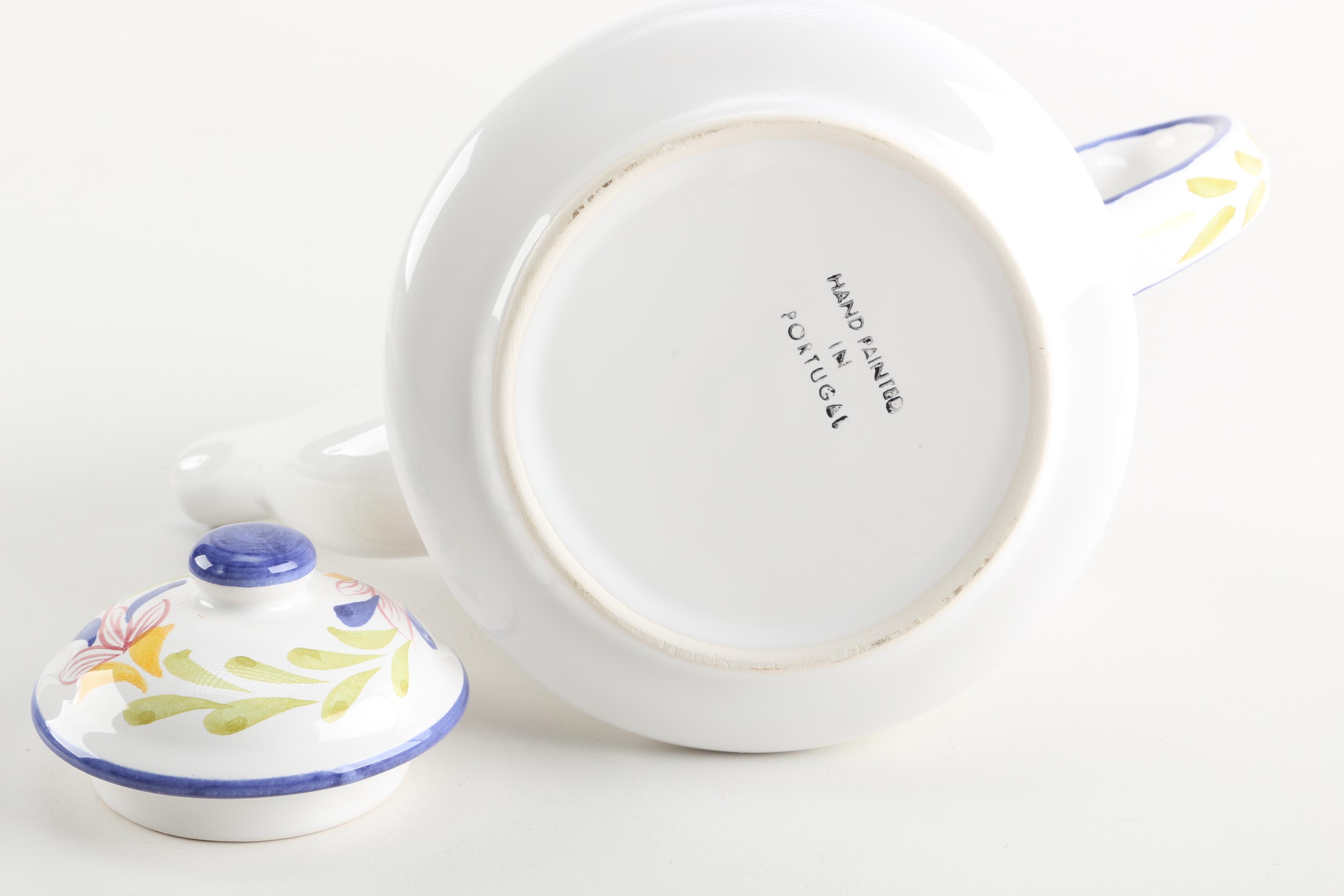 Hand-Painted Portuguese Ceramic Tea Set