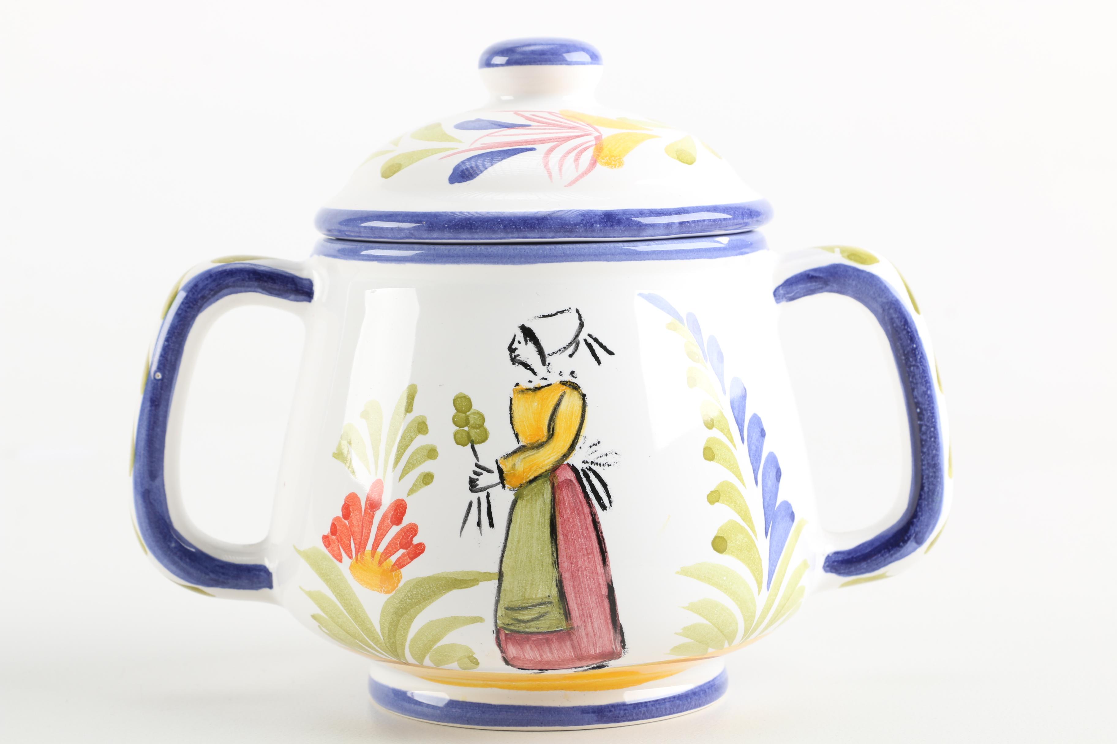 Hand-Painted Portuguese Ceramic Tea Set