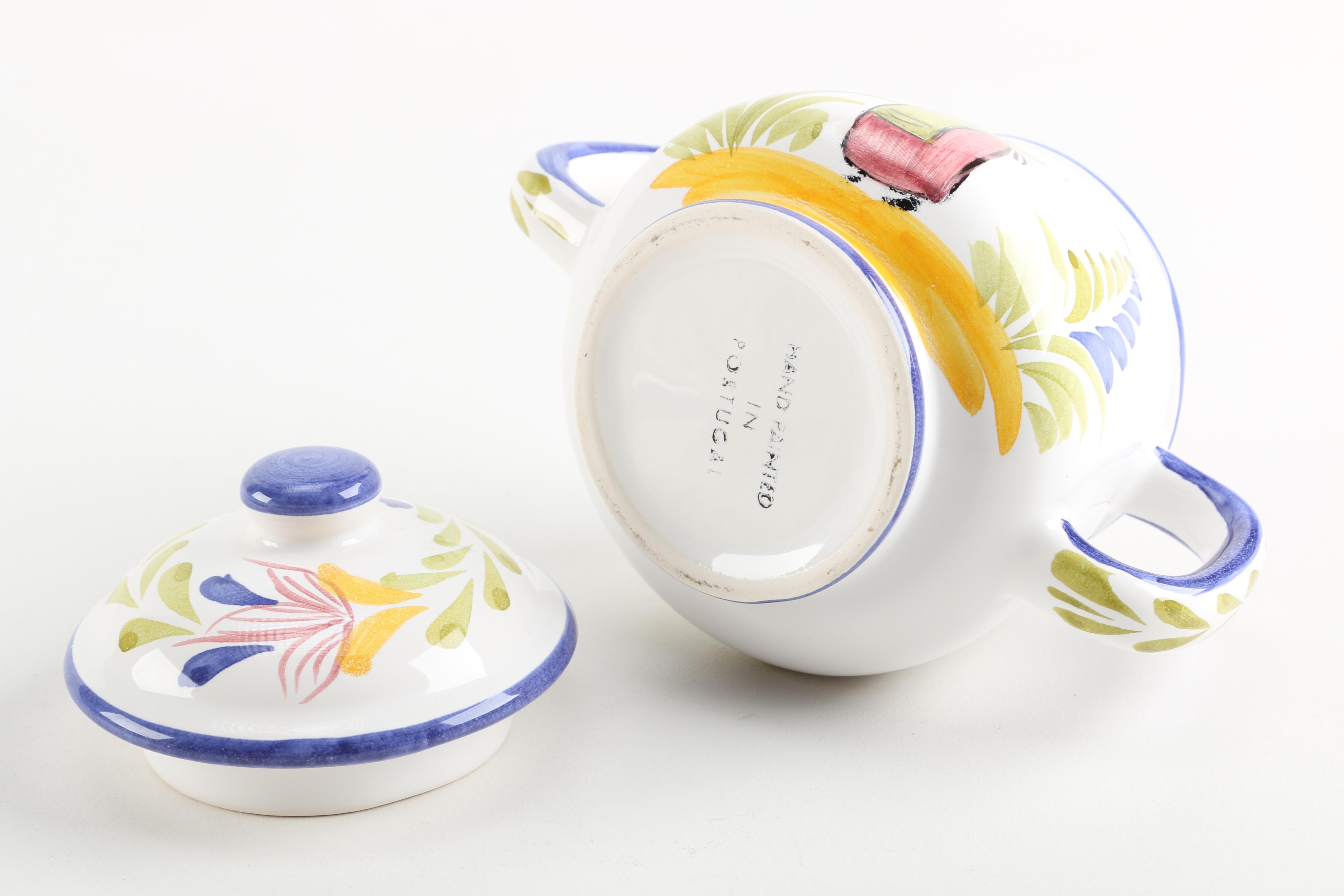 Hand-Painted Portuguese Ceramic Tea Set