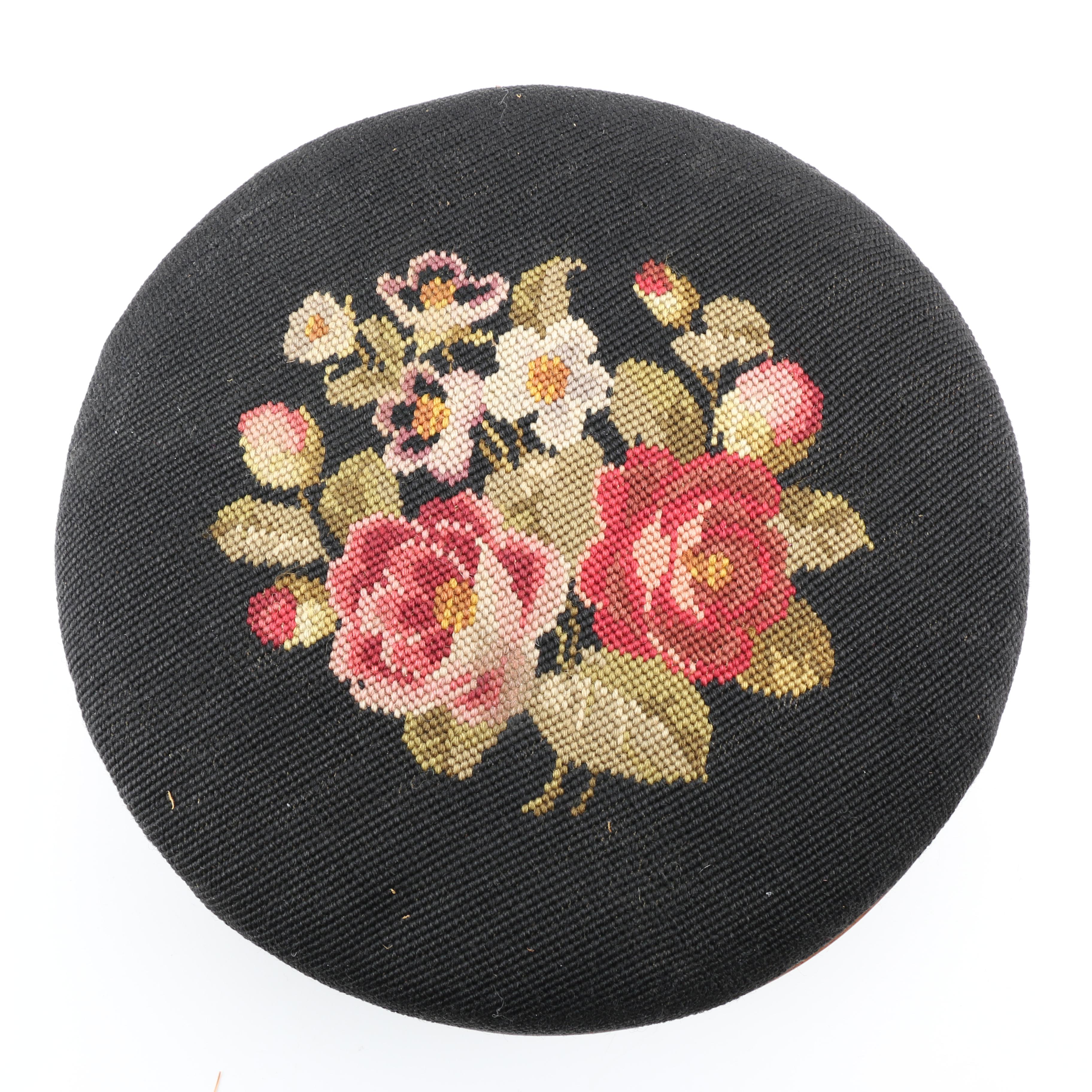 Vintage Needlepoint Footstool