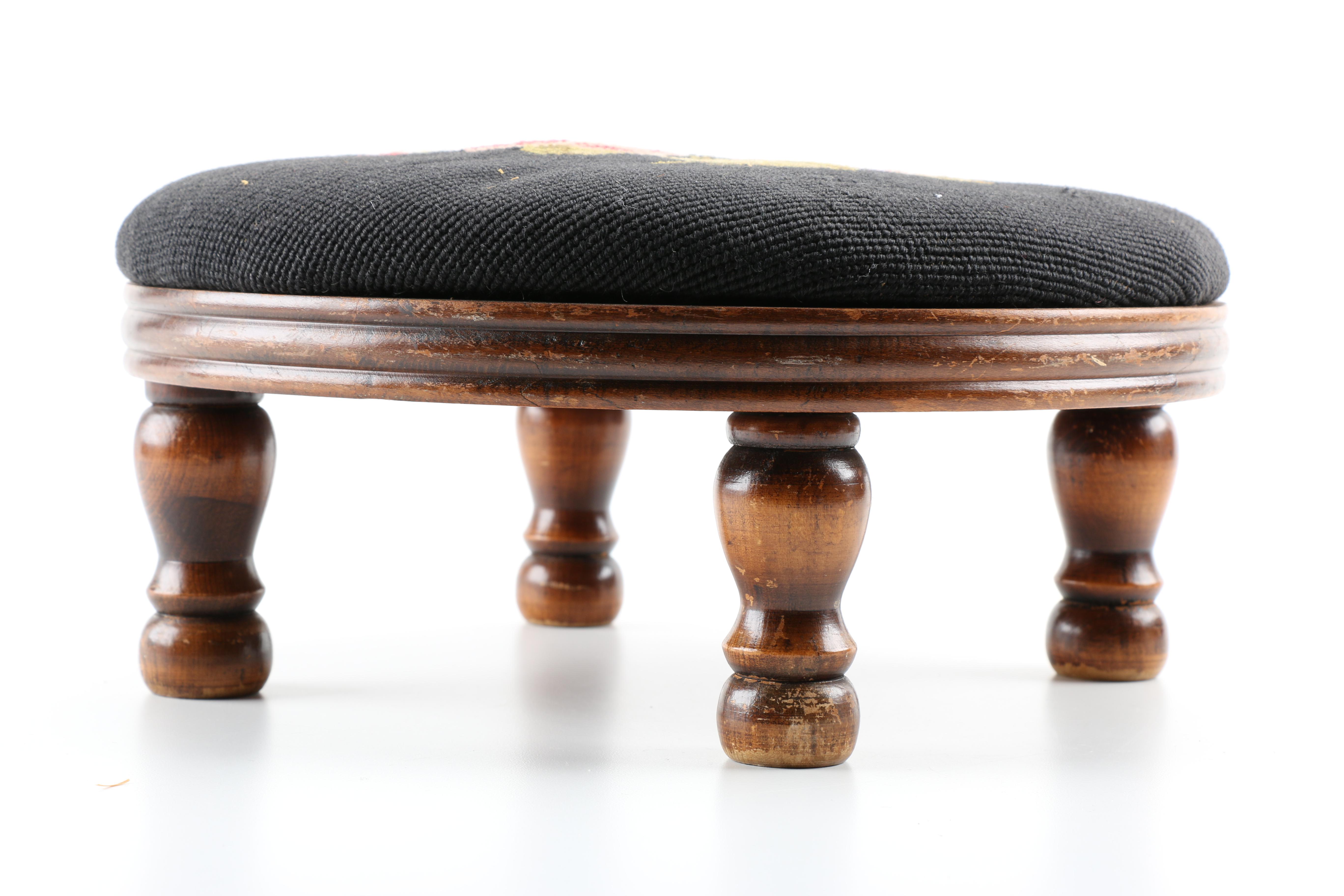 Vintage Needlepoint Footstool