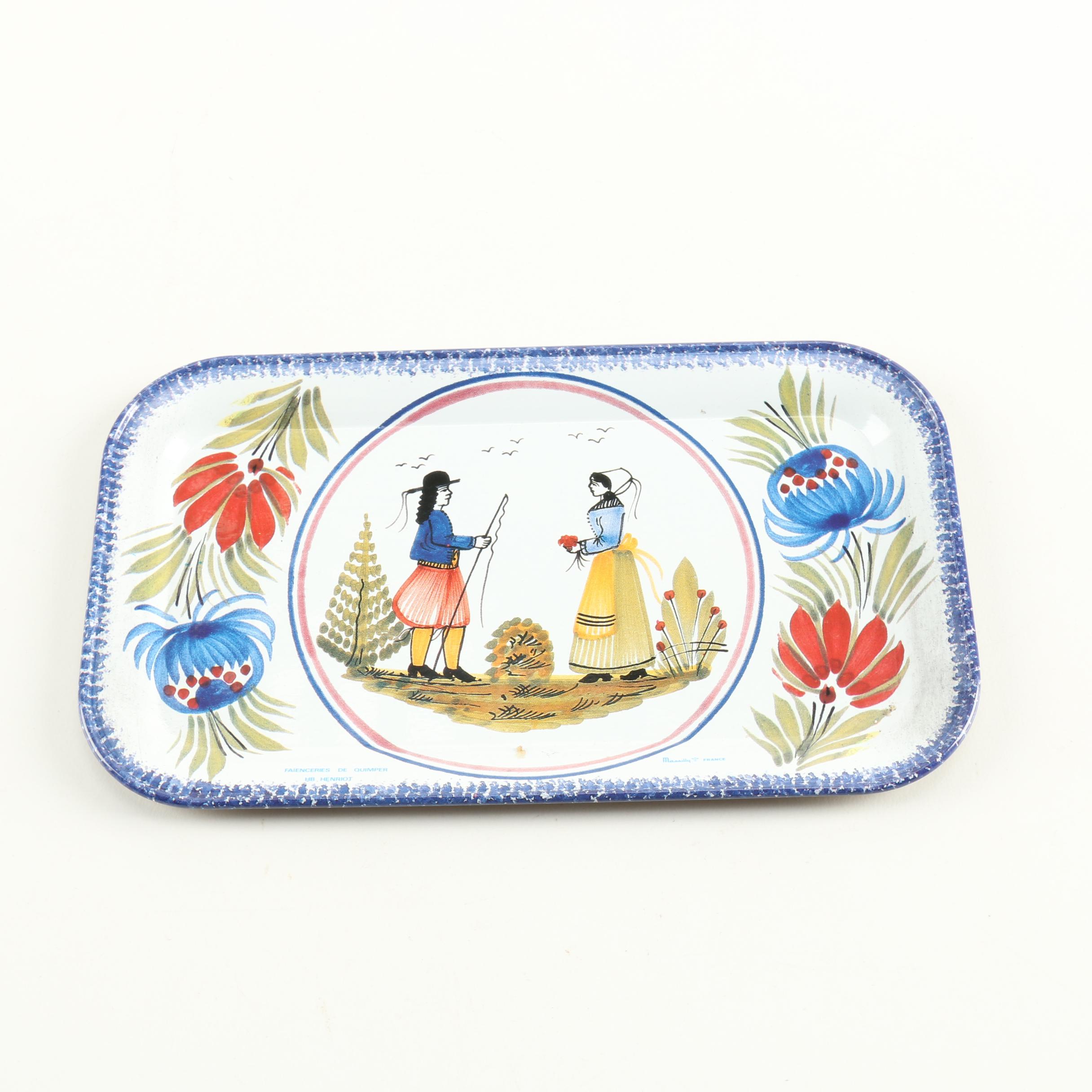 Massilly France Tin Box and Plate