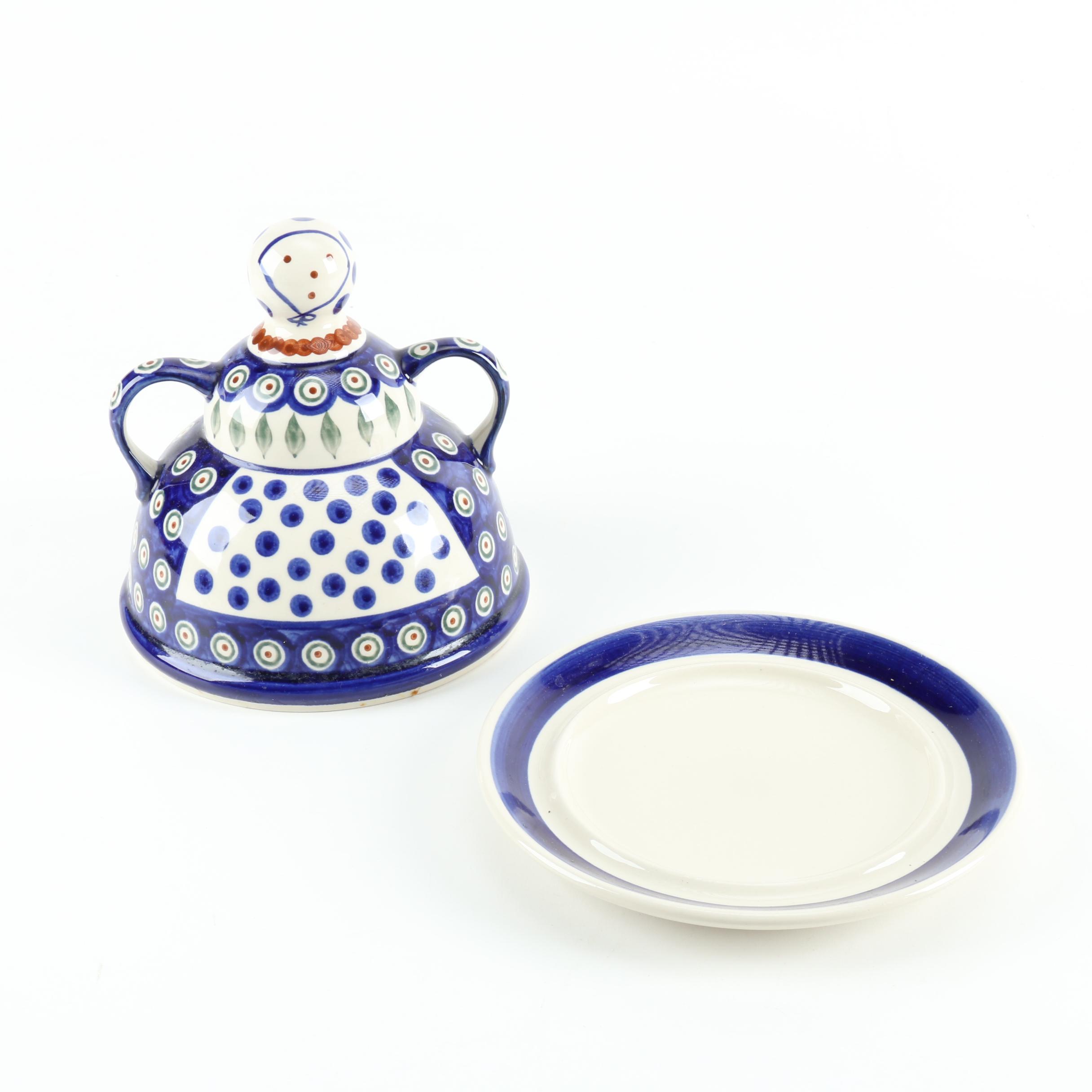 Zaklady Ceramiczne Boleslawiec "Cheese Lady" Covered Dish