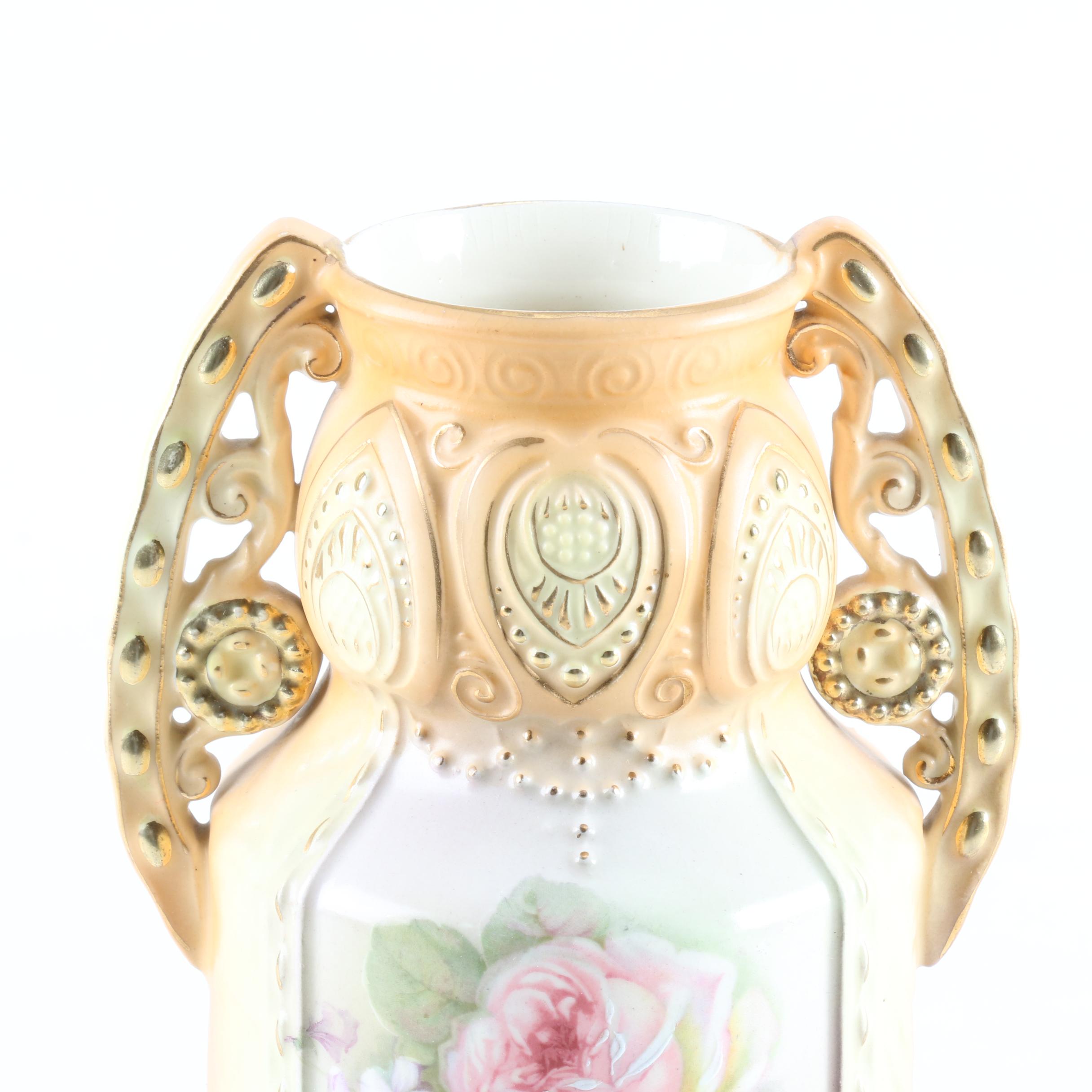 Antique Austrian Robert Hanke Ceramic Handled Vase