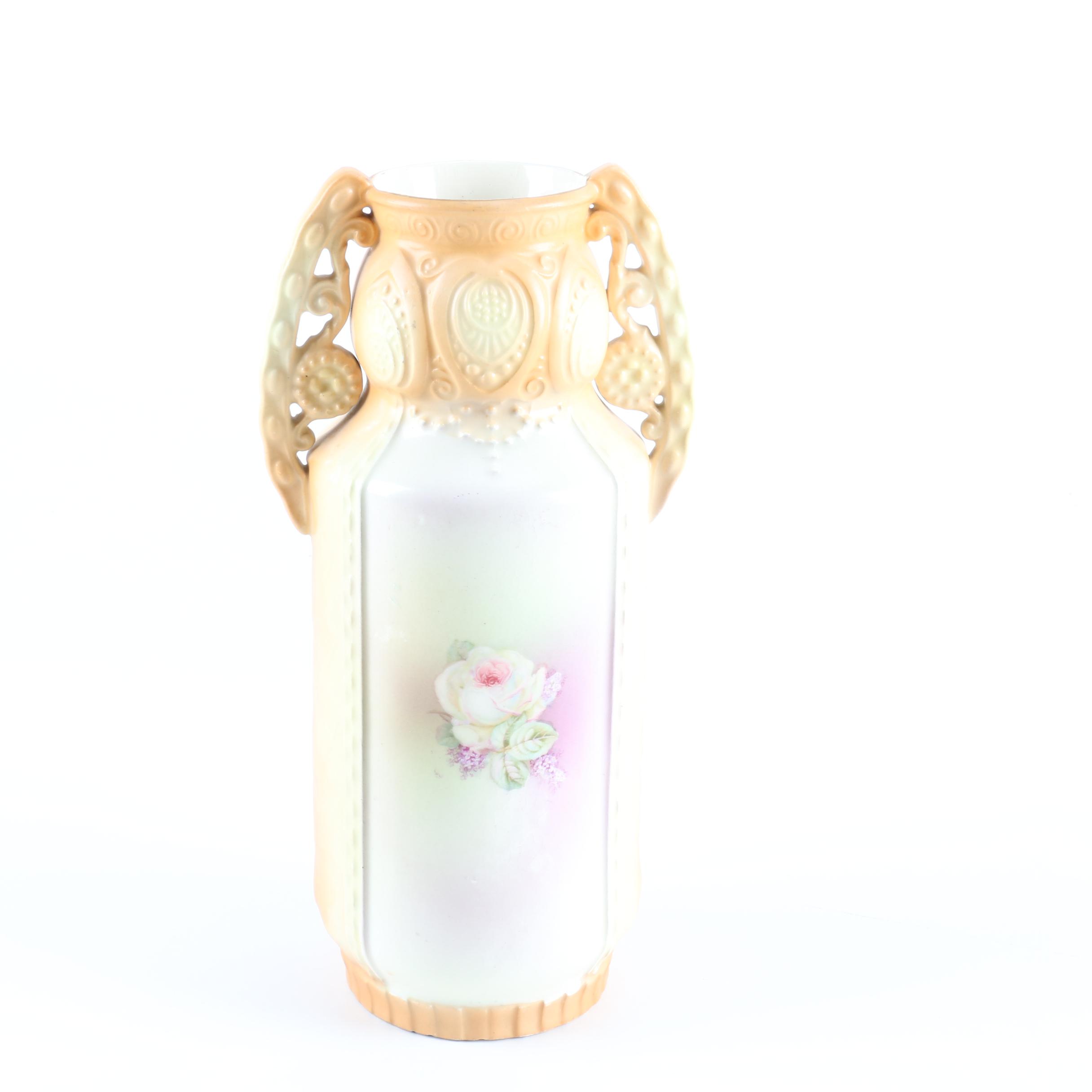 Antique Austrian Robert Hanke Ceramic Handled Vase