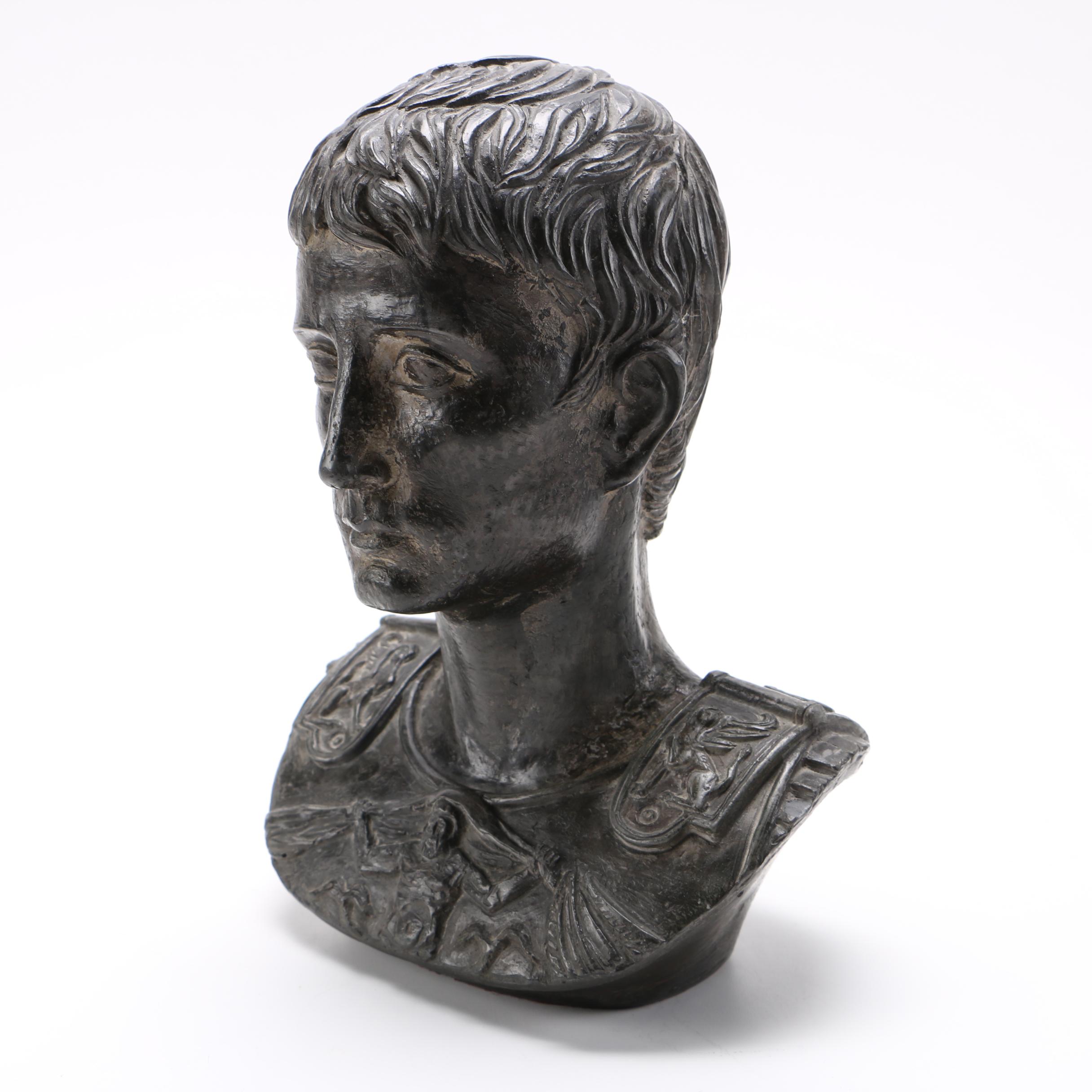 Classical Roman Style Plaster Bust of Augustus Caesar