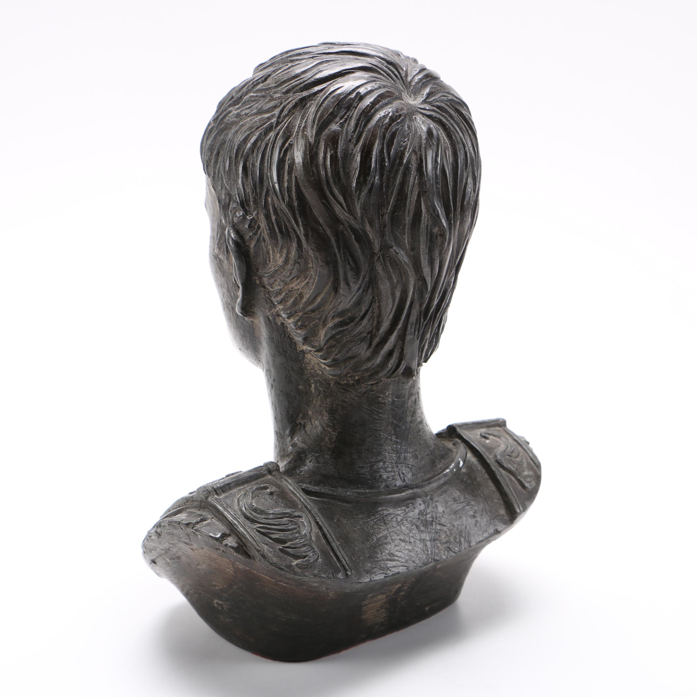Classical Roman Style Plaster Bust of Augustus Caesar