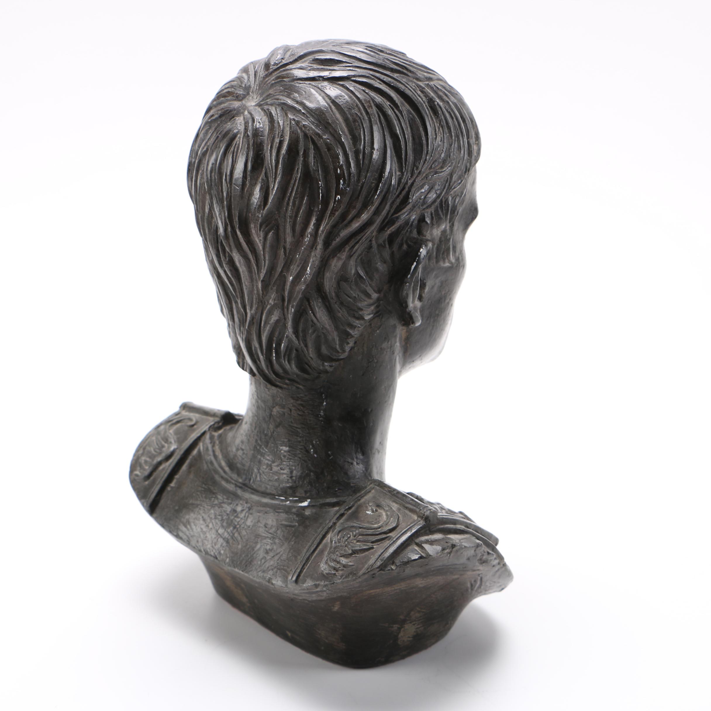 Classical Roman Style Plaster Bust of Augustus Caesar