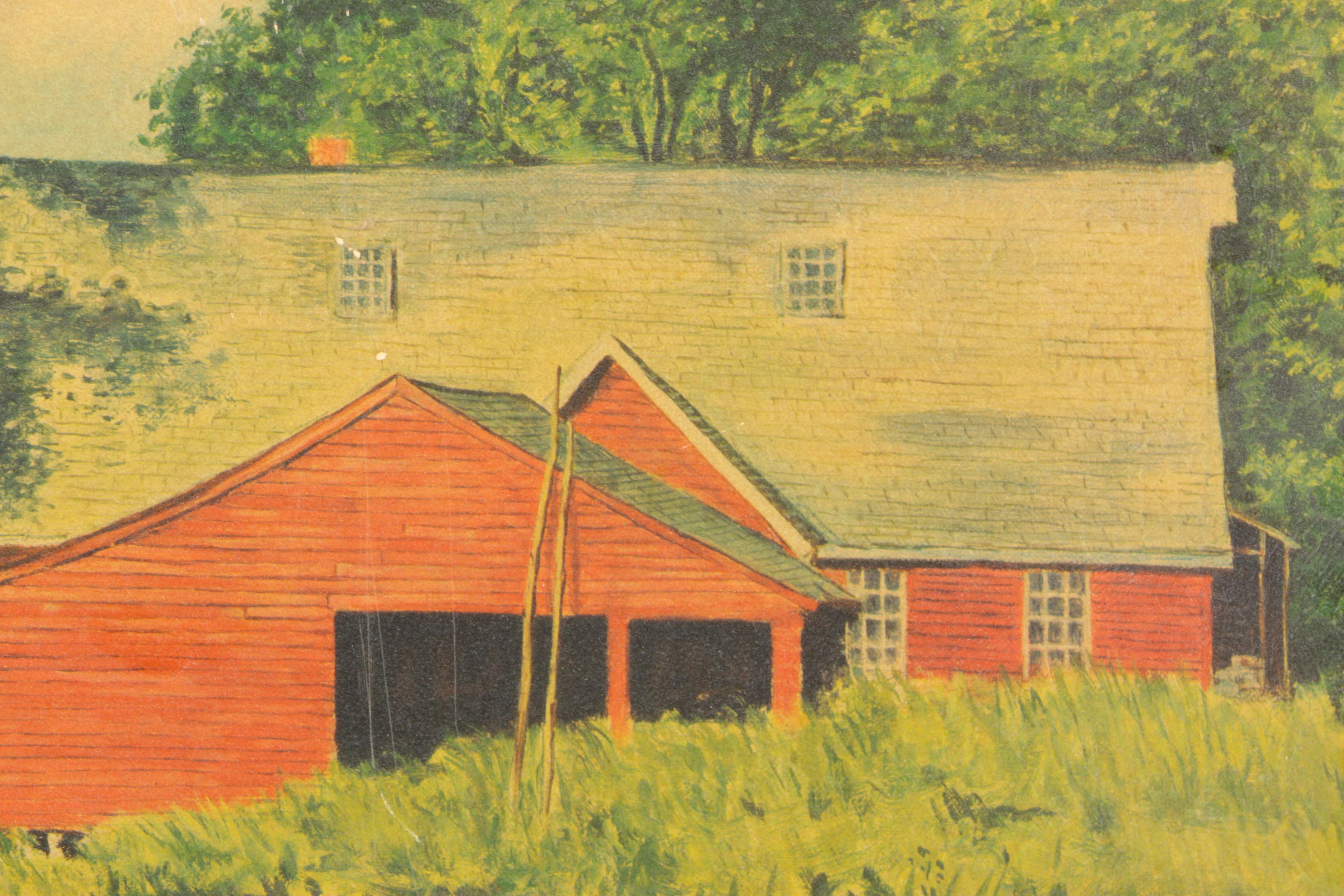 Lithograph on Cardboard After Gene Pelham "Peaceful Waters"