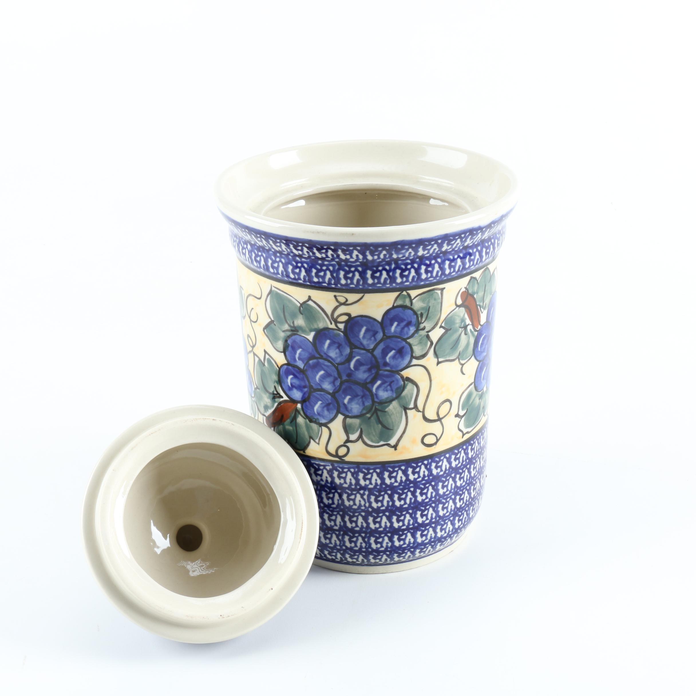 Boleslawiec  Pottery Ceramic Urn