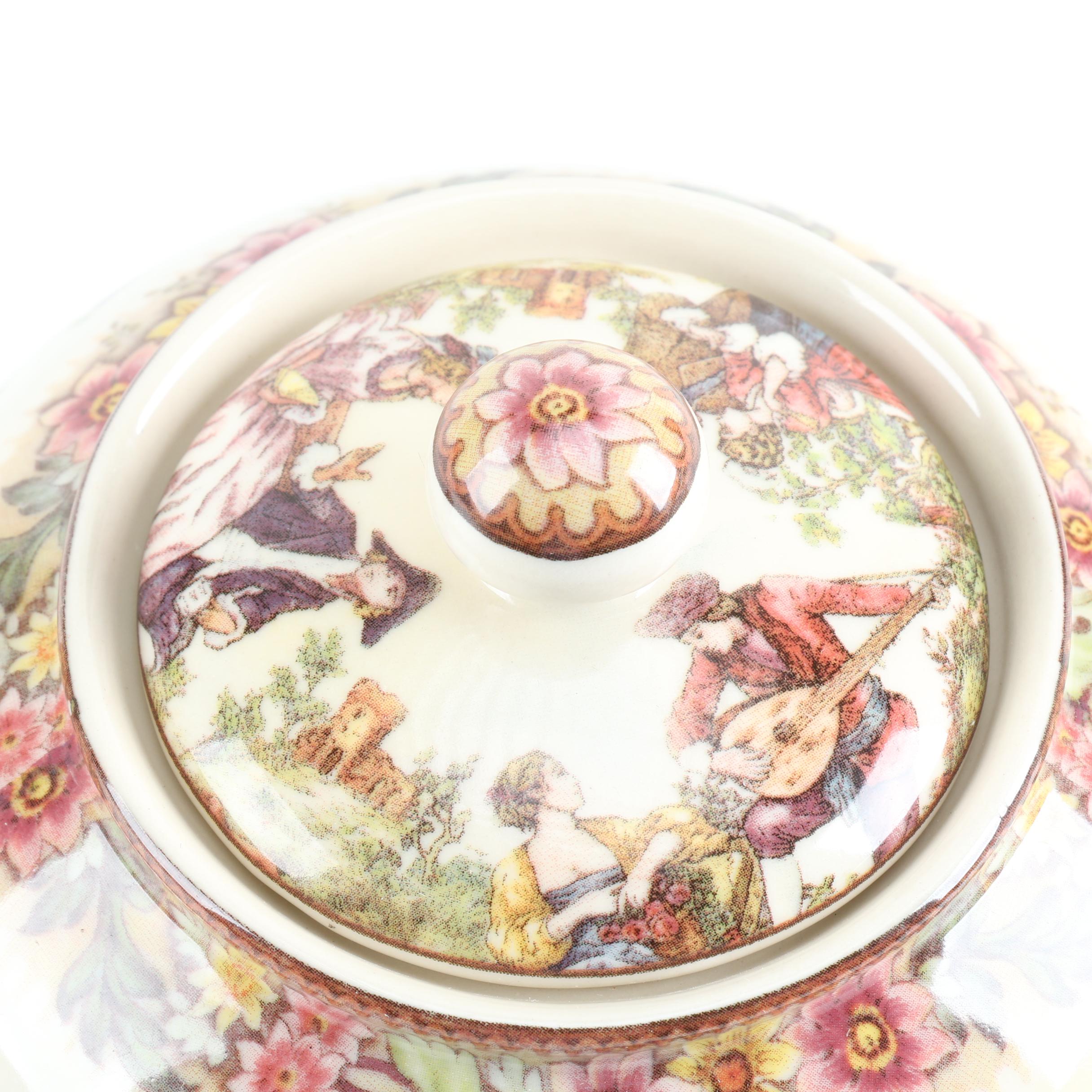 Transfer Decorated Ceramic Teapot