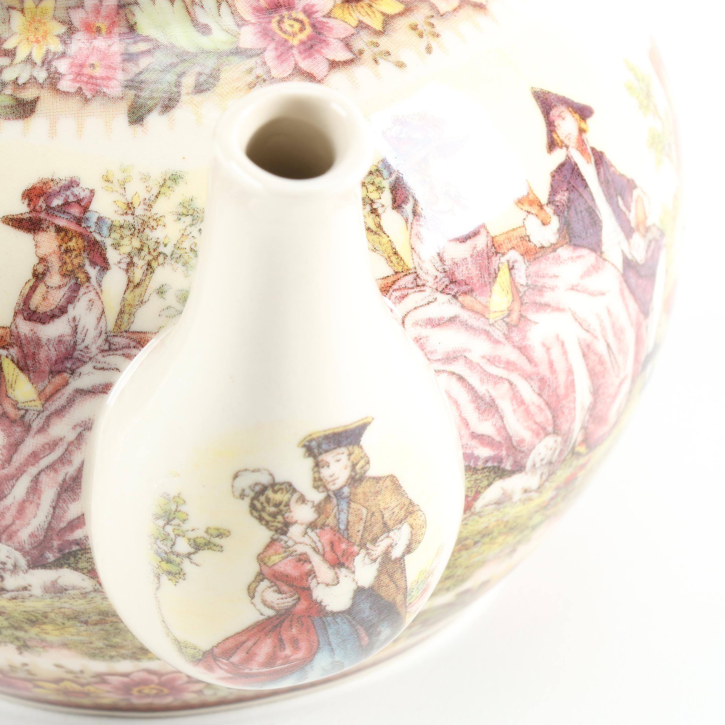 Transfer Decorated Ceramic Teapot